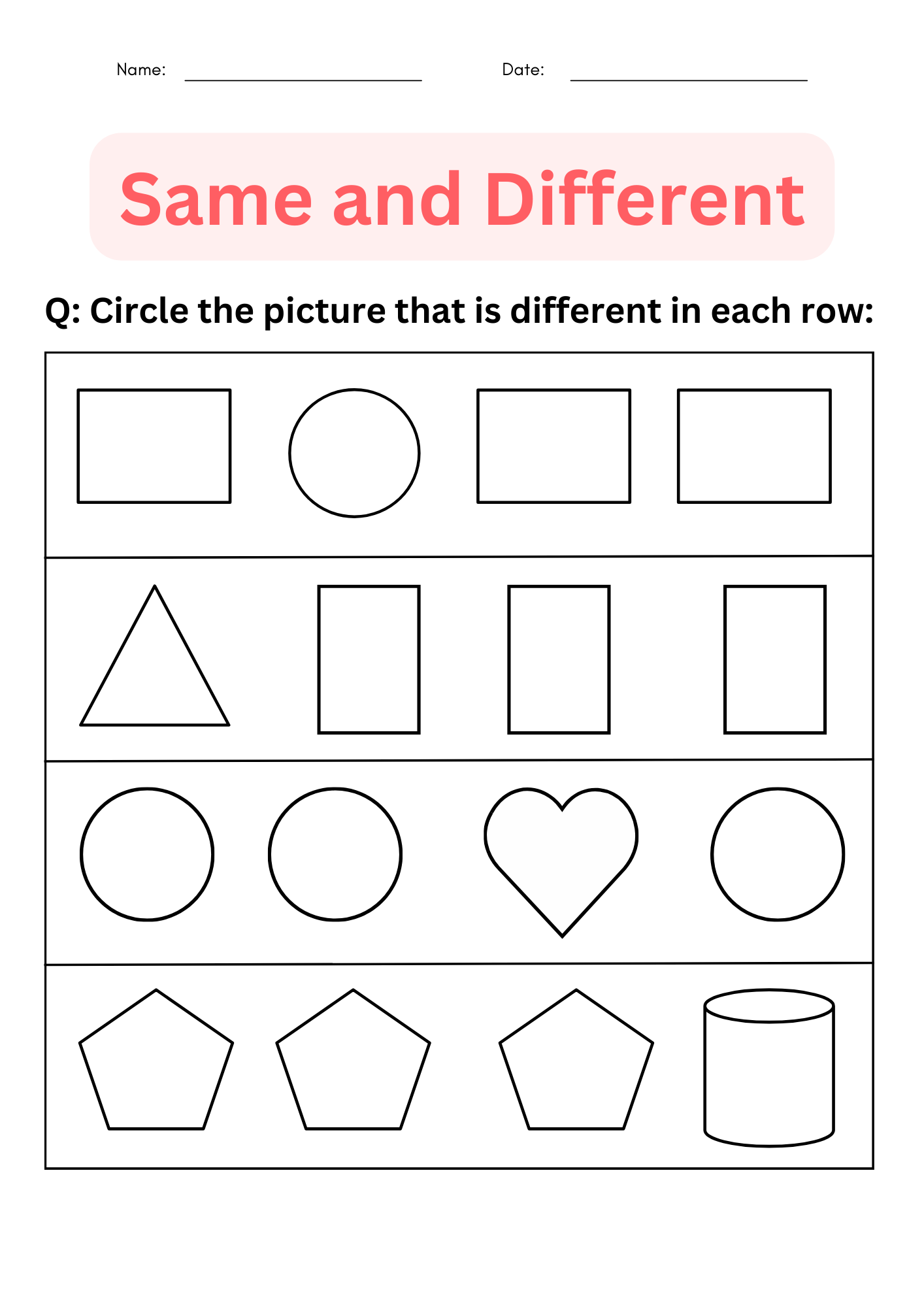 Printable Same And Different Worksheets For Kindergarten Made By Teachers Printable Same And Different Worksheets For Kindergarten Made By Teachers