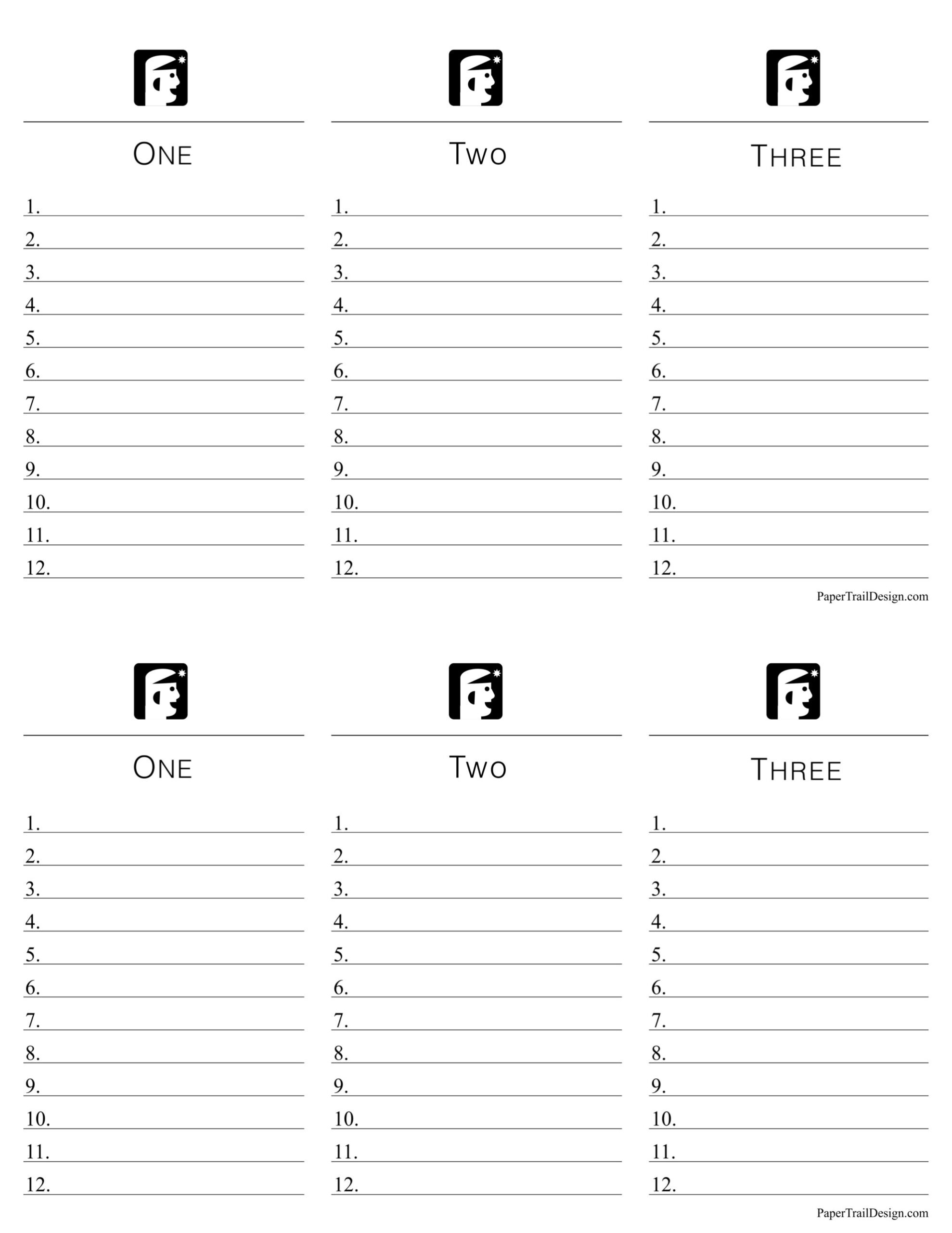 Printable Scattergories Sheets