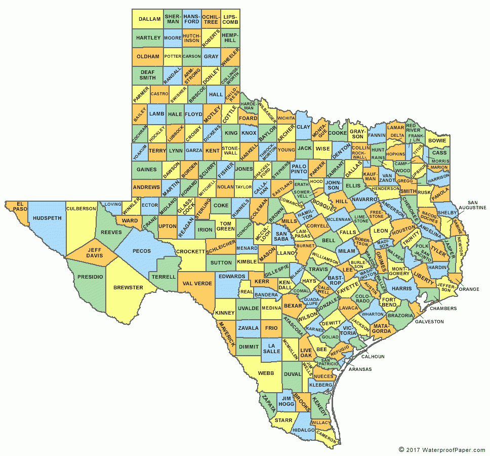 Printable Map Of Texas Counties