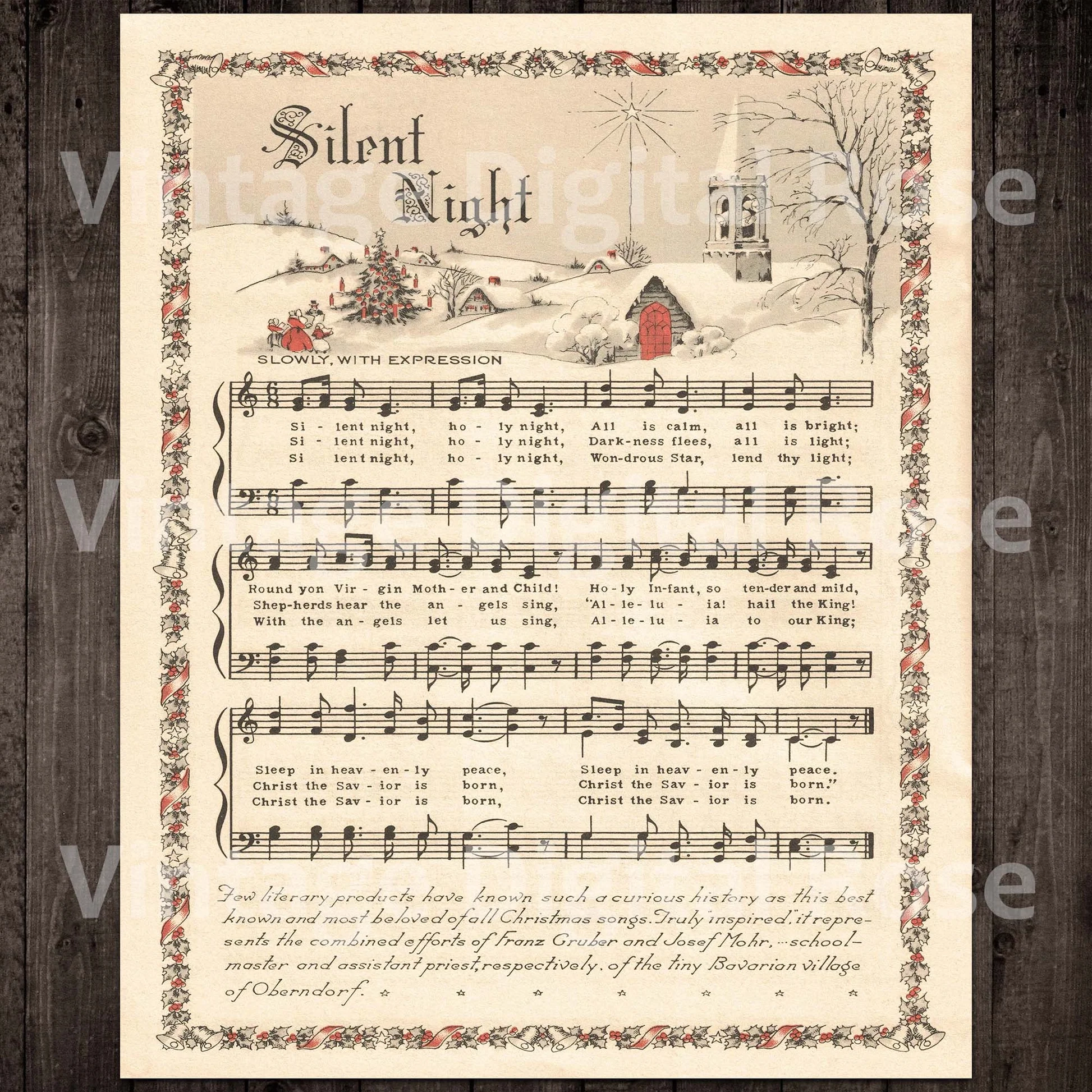 Printable Vintage Christmas Carols Color Illustrations Best Sellers To VintageDigitalRose