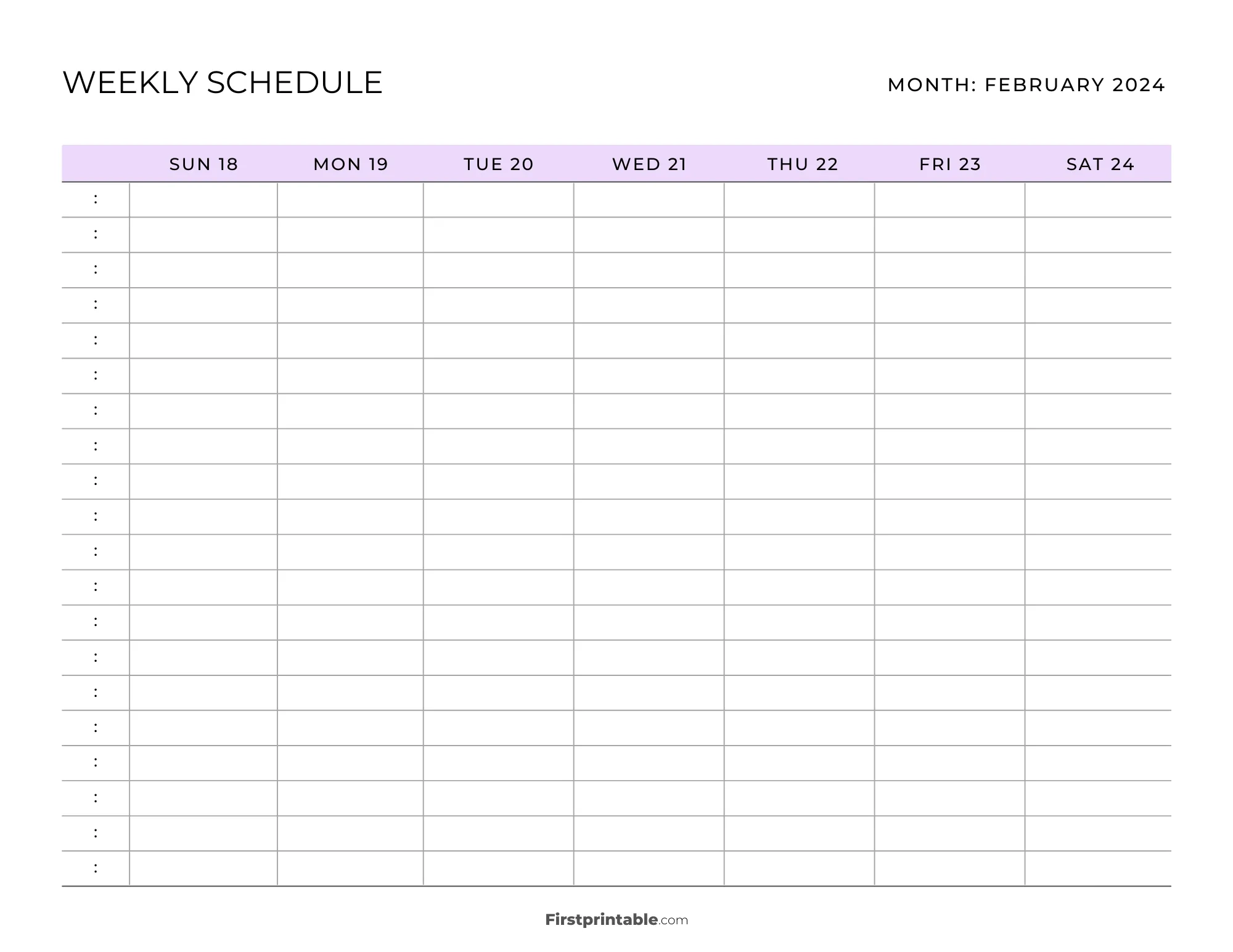 Printable Weekly Schedule Templates February 2024