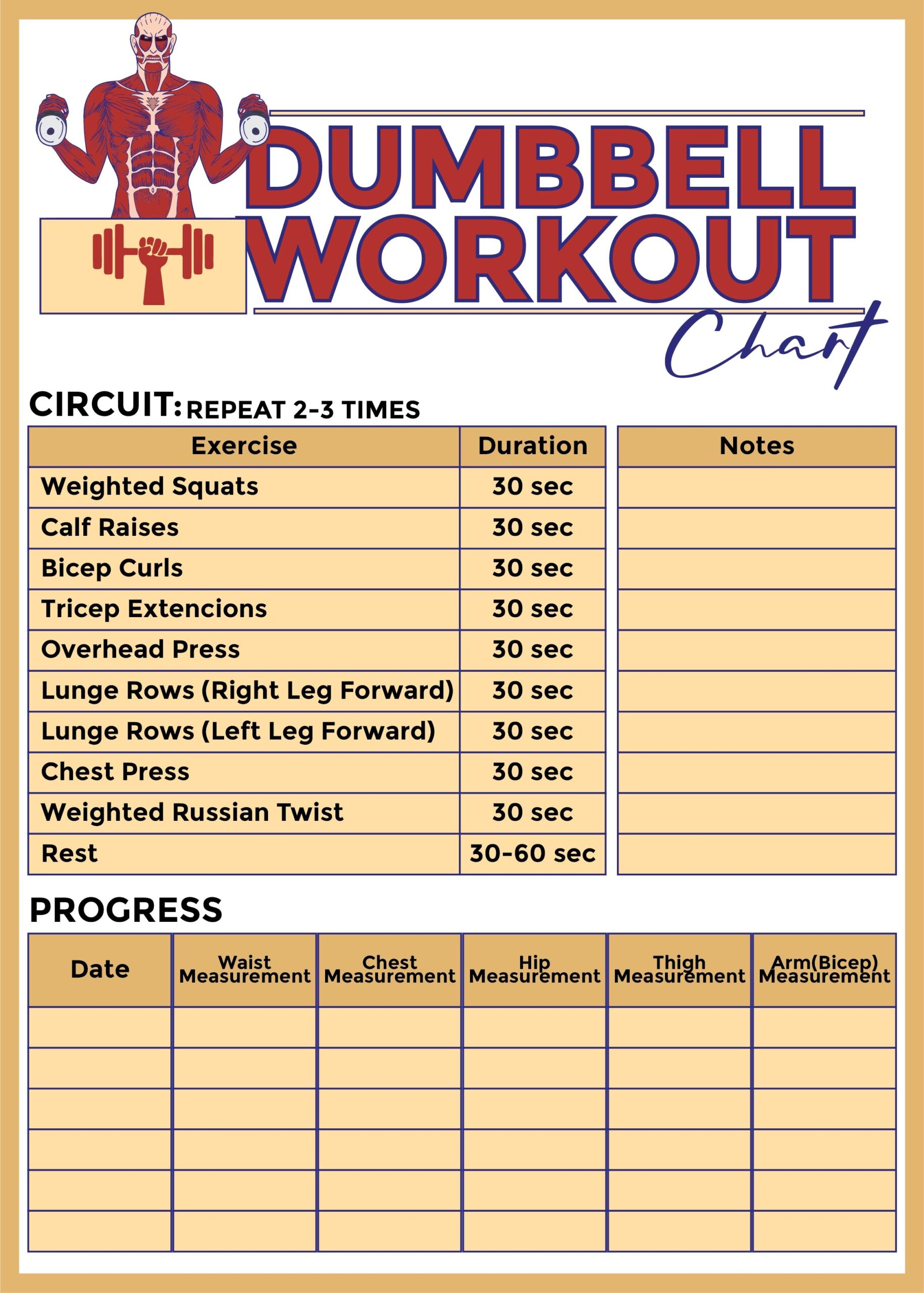 Printable Exercise Chart