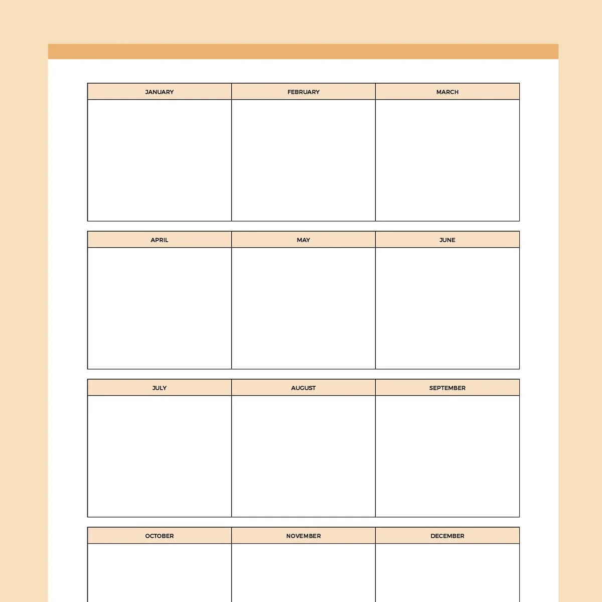 Half Year Calendar Printable Half Year Calendar Printable