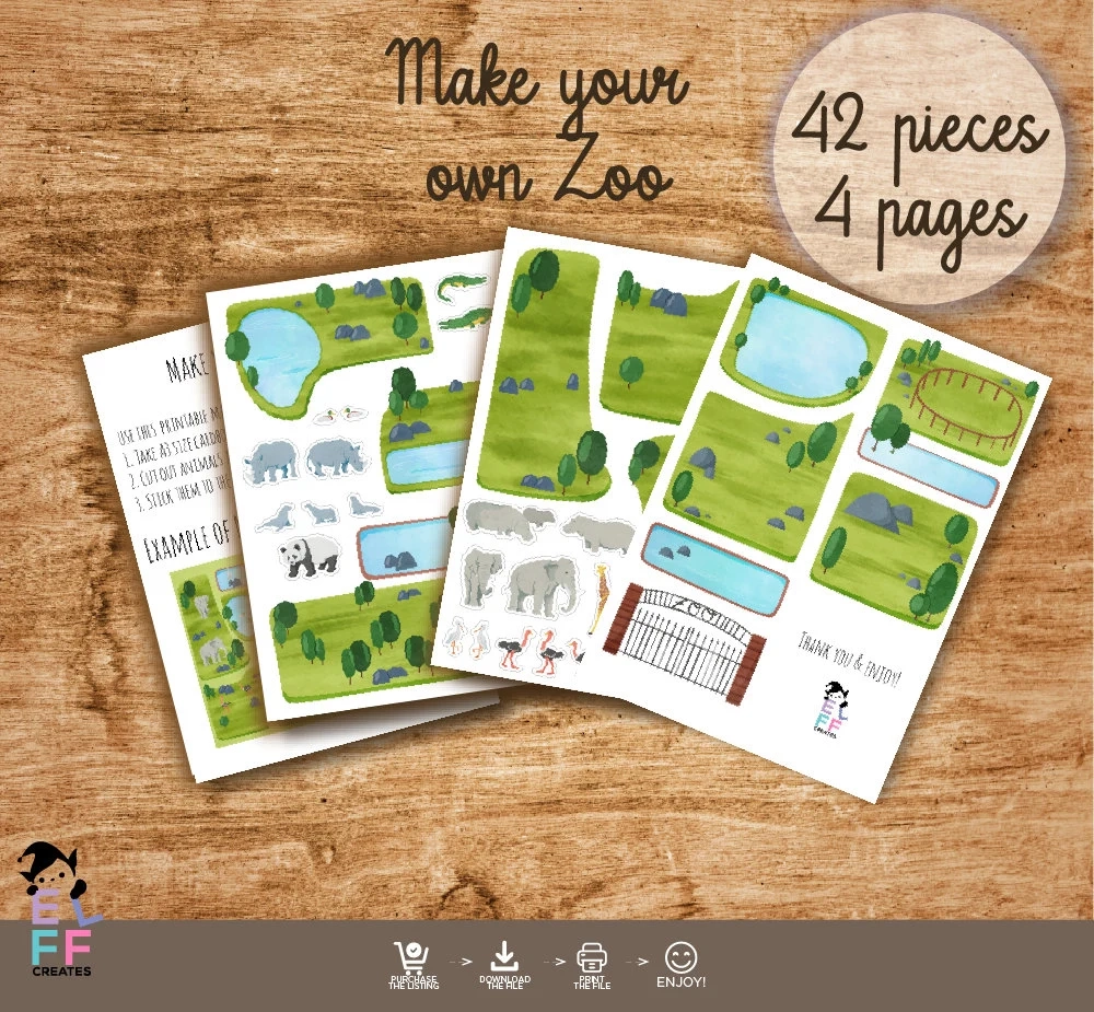 Printable Zoo Park And Paper Animals Activities For Kids Etsy Printable Zoo Park And Paper Animals Activities For Kids Etsy