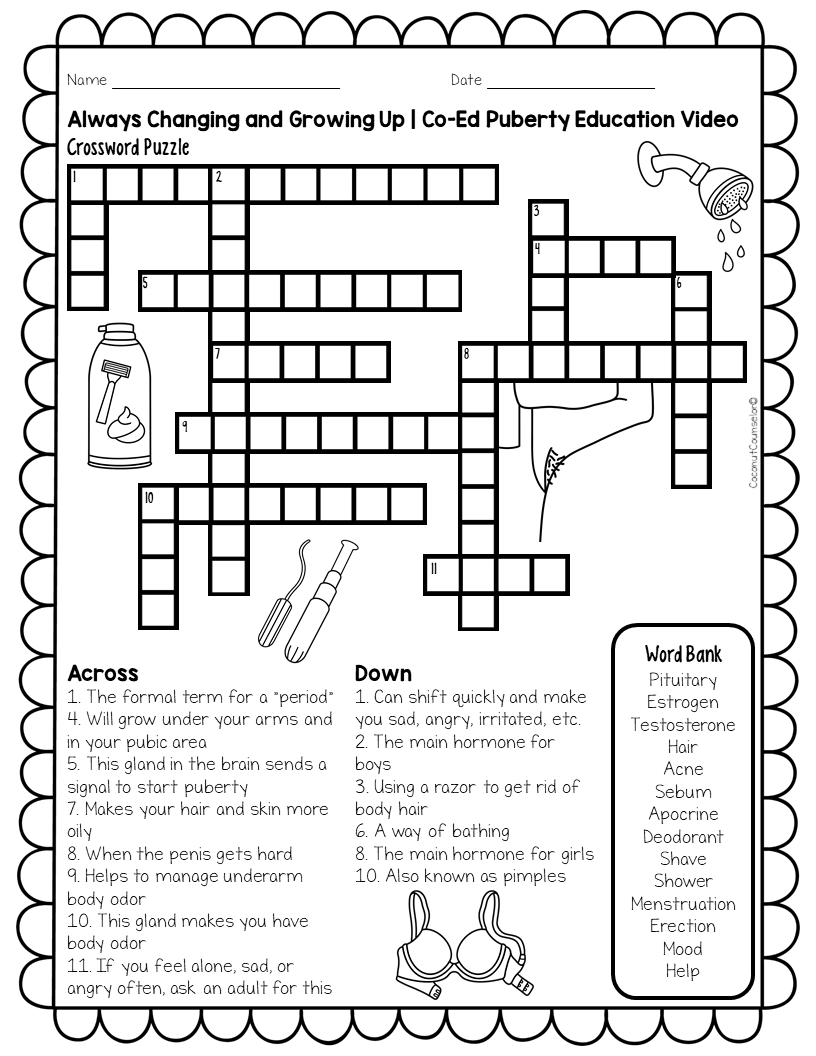 Printable Puberty Worksheets
