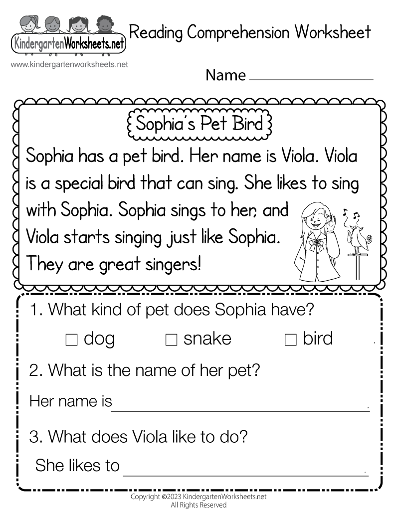 Printable Reading Comprehension Sheets