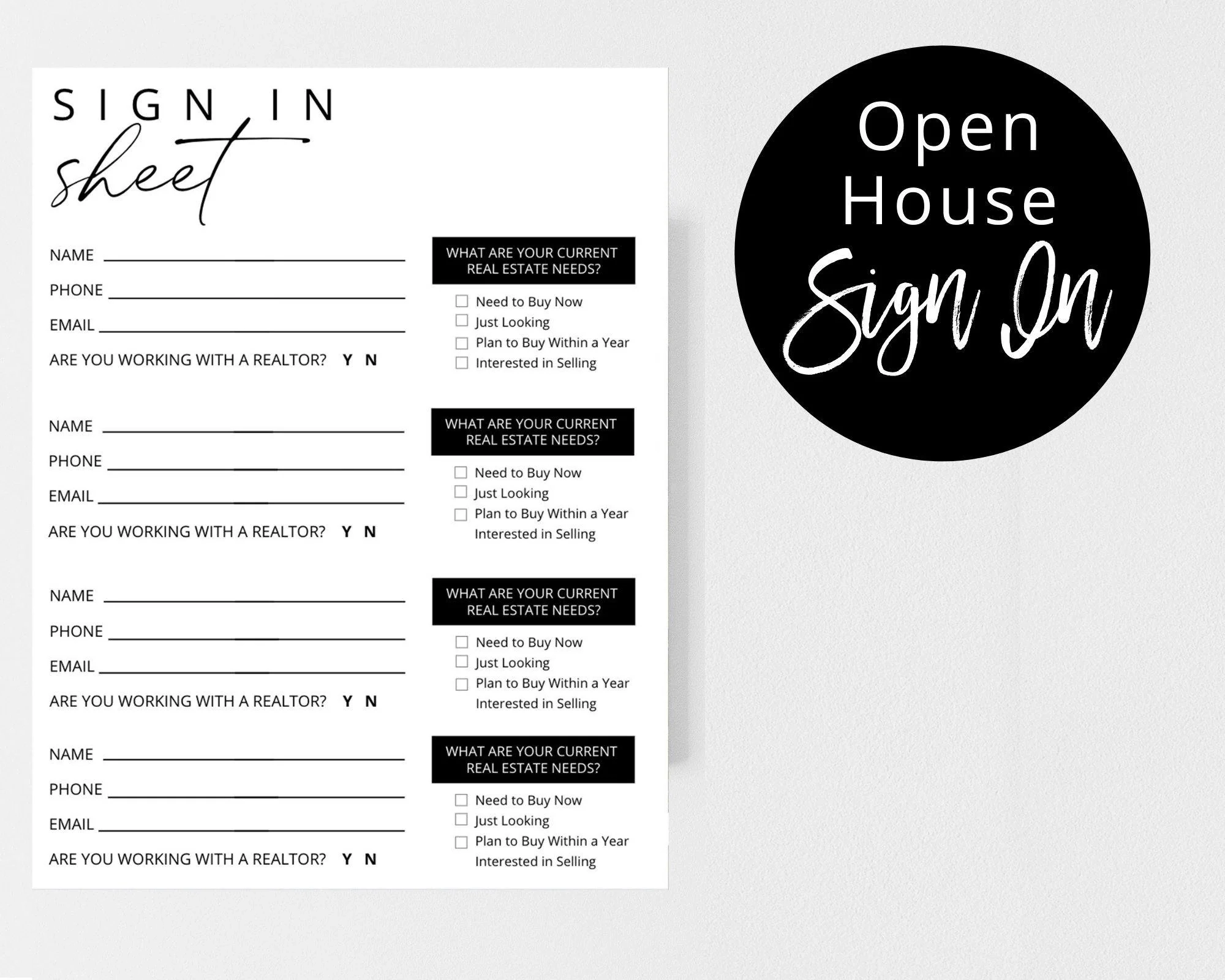 Open House Sign In Sheets Printable