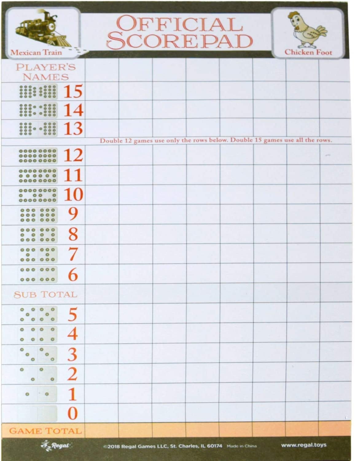 Free Printable Mexican Train Score Sheet