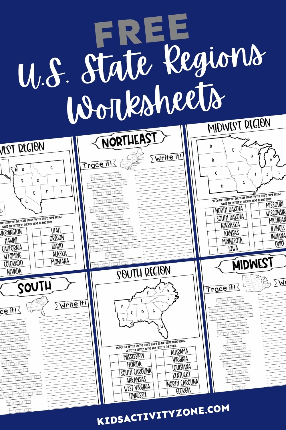 Printable Us Map With Regions