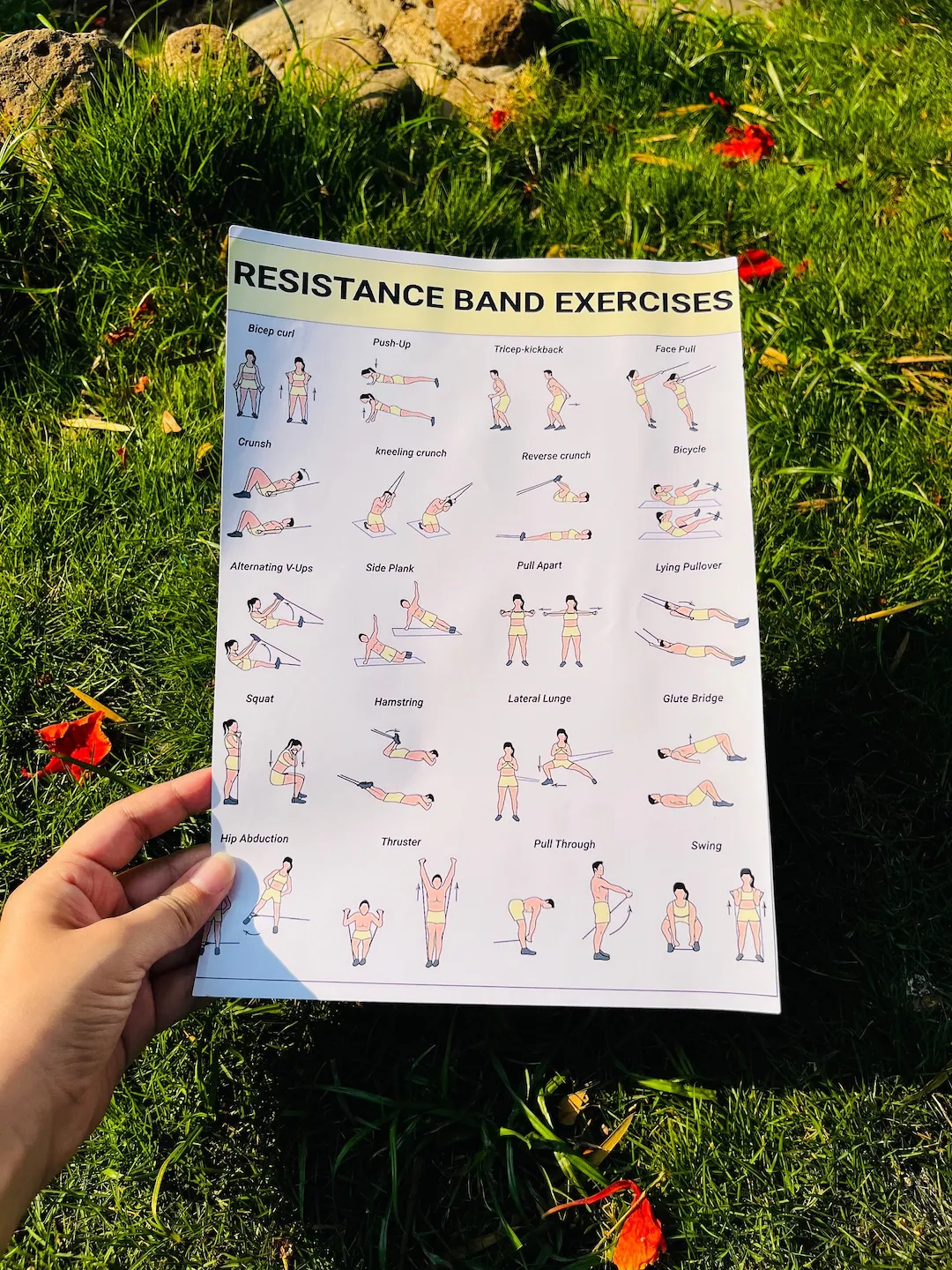 Resistance Band Workout Poster Exercise Chart digital Download Etsy