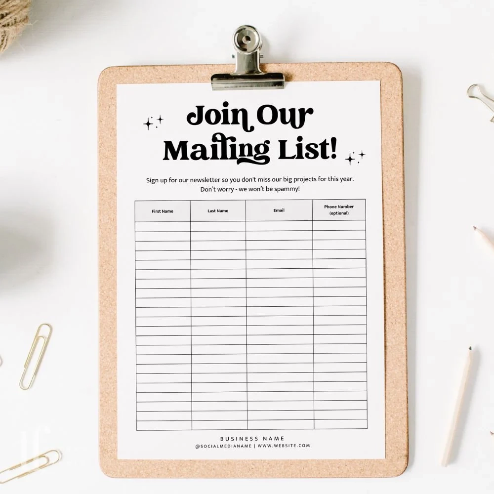 Printable Email Sign Up Sheet Template