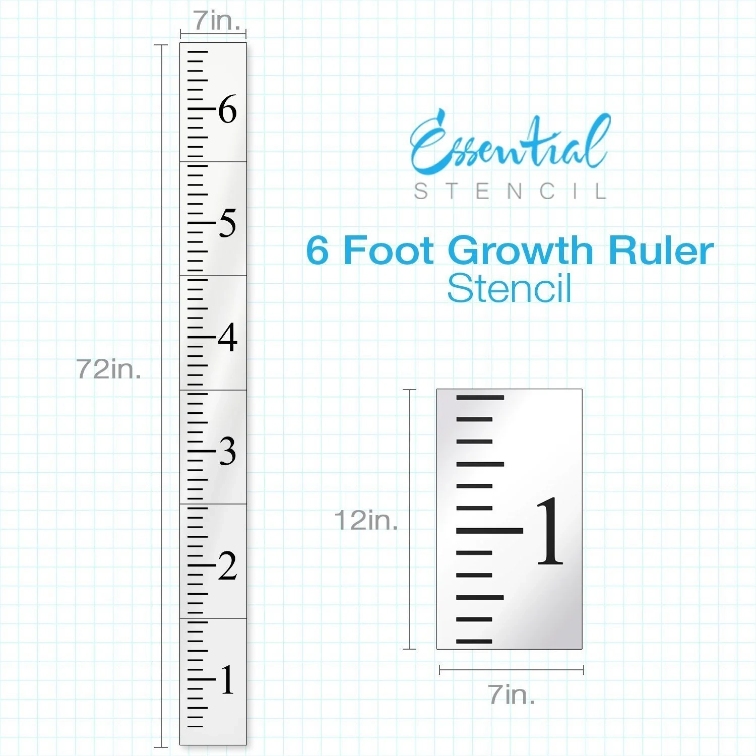 Reusable Growth Chart Ruler Stencil 6 Foot Template Essential Stencil