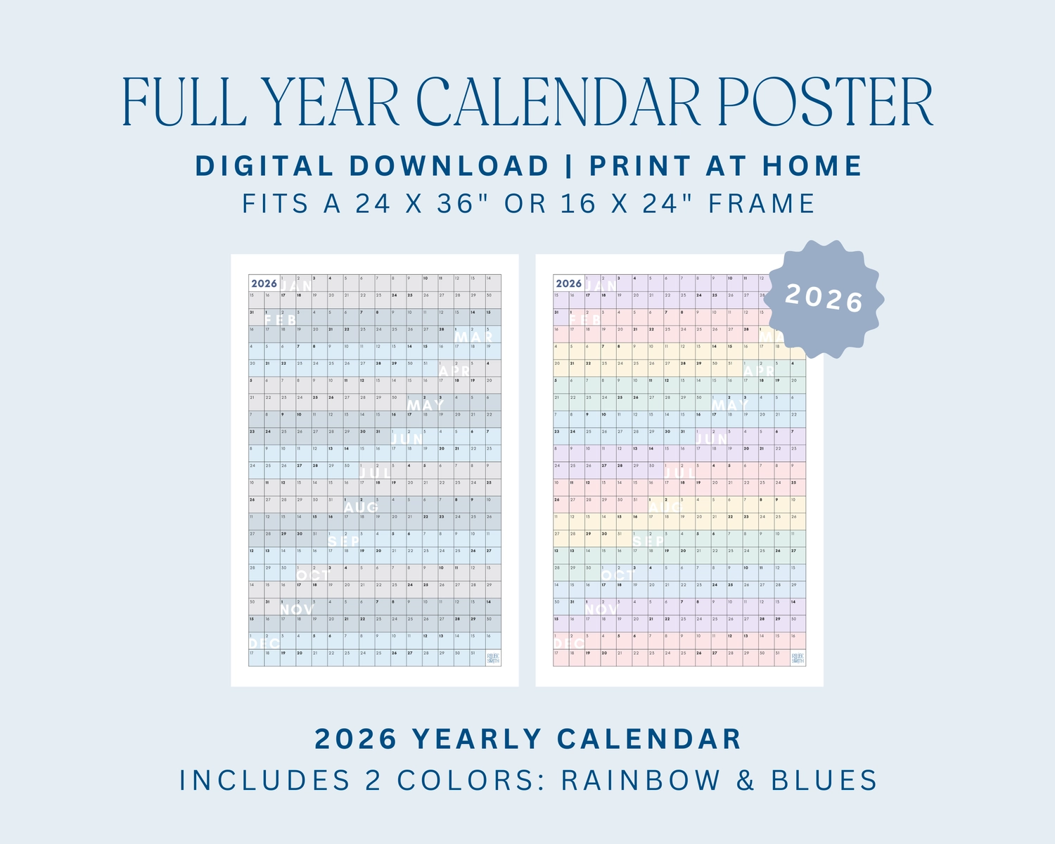 24x36 Printable Calendar