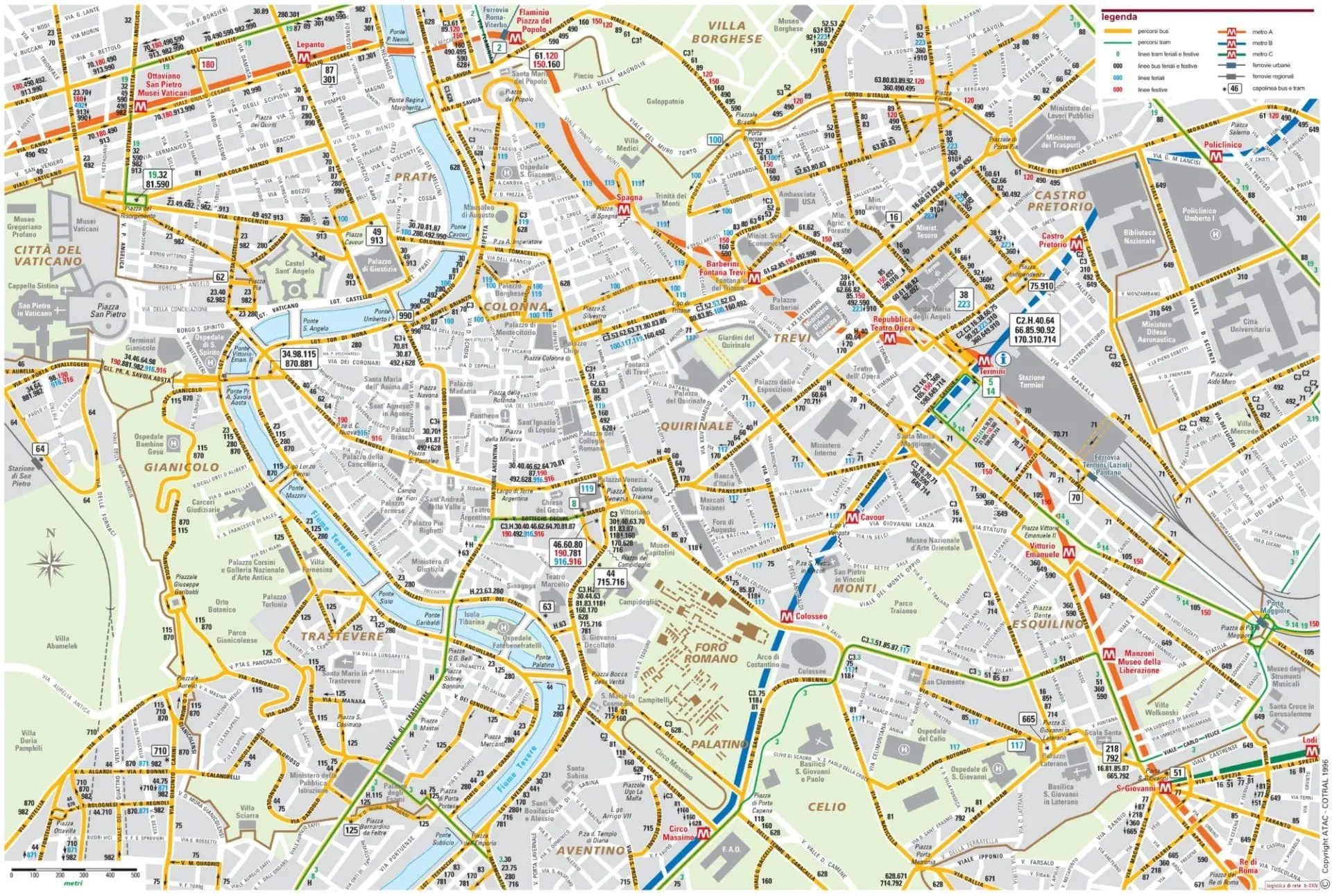 Rome Tourist Map Attraction Transport Neighborhood City Map