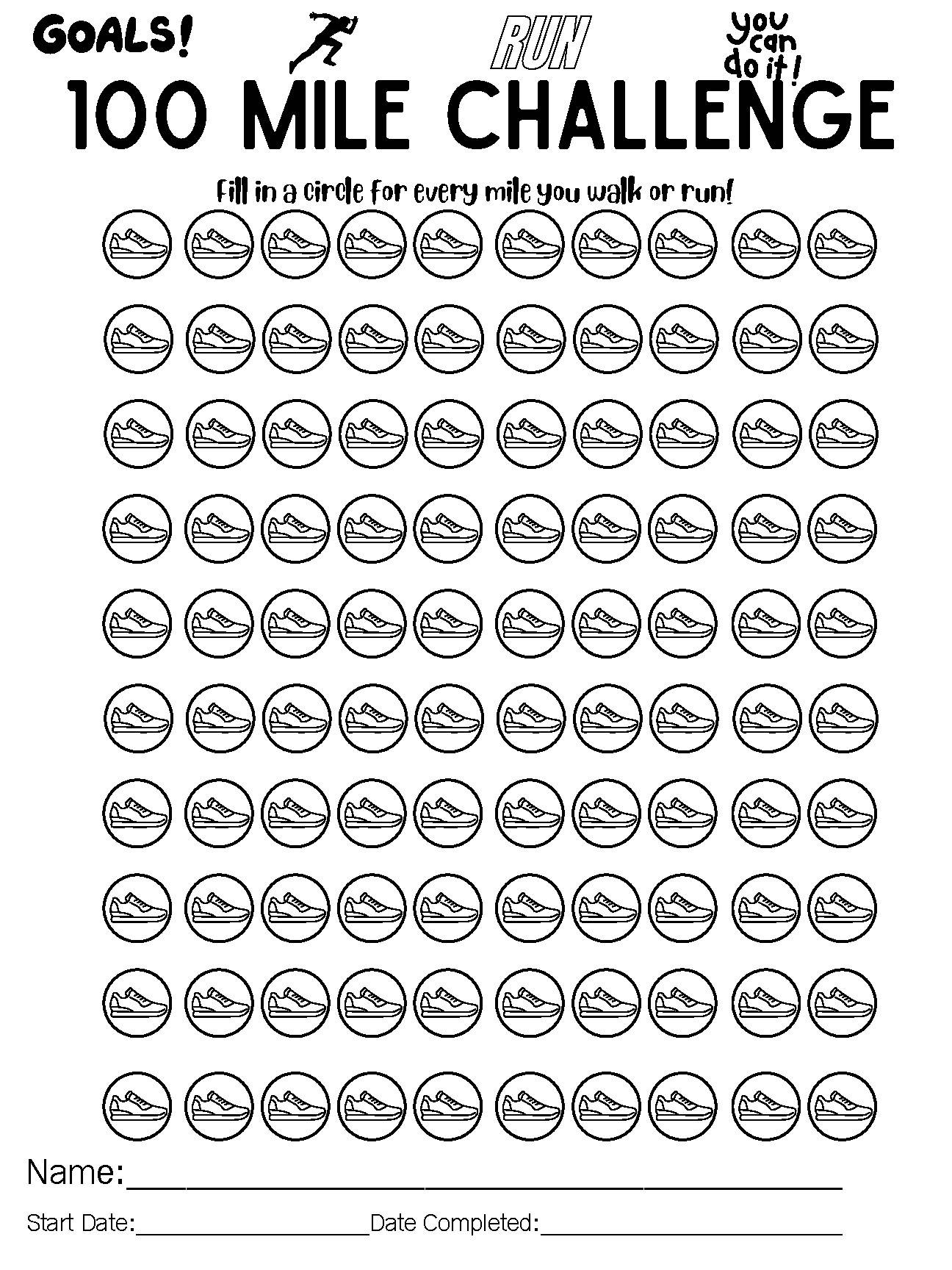 Running Challenges 13 1 26 2 50 Mile 100 Mile By K 6 Health And Phys Ed