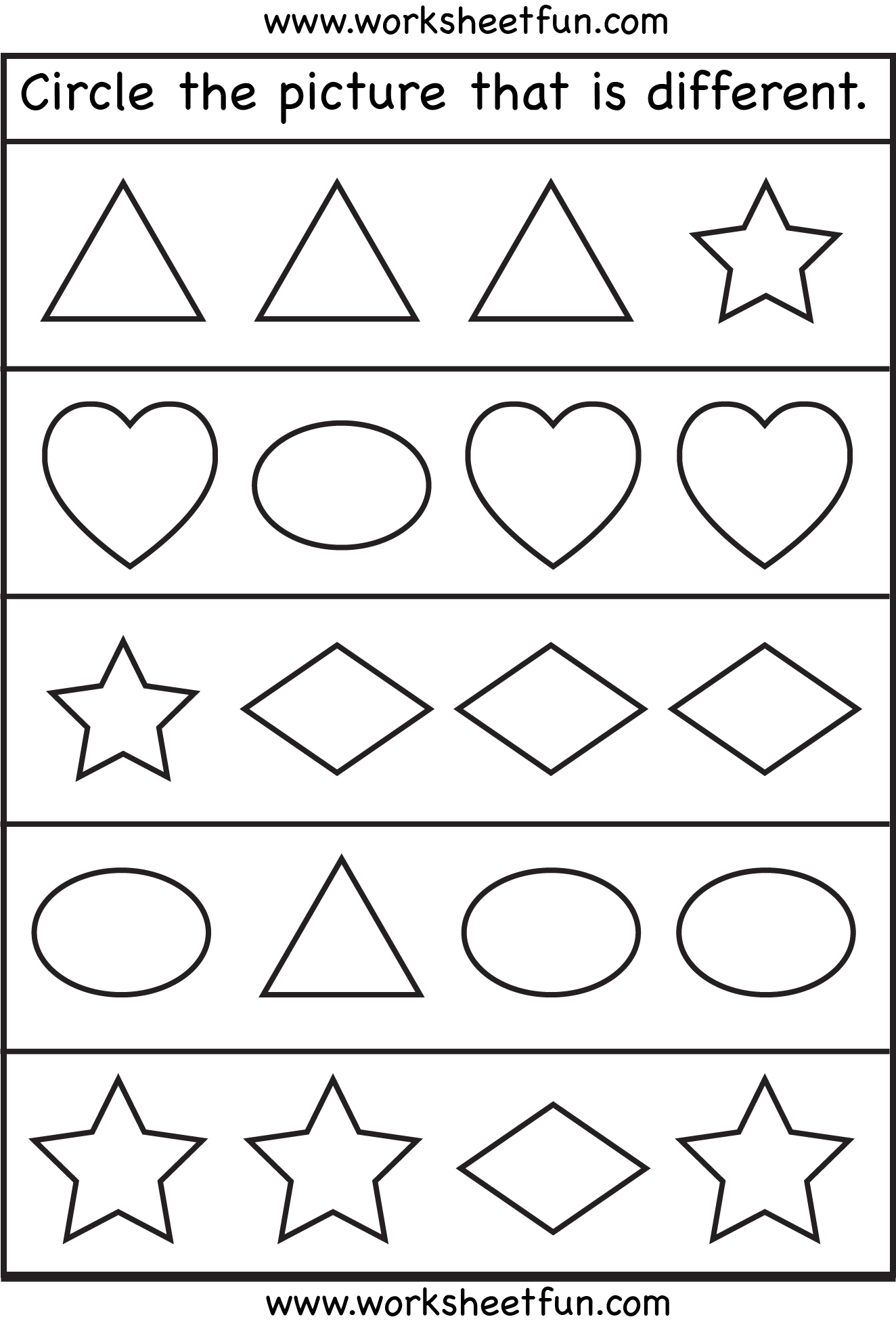 Printable Same And Different Worksheets