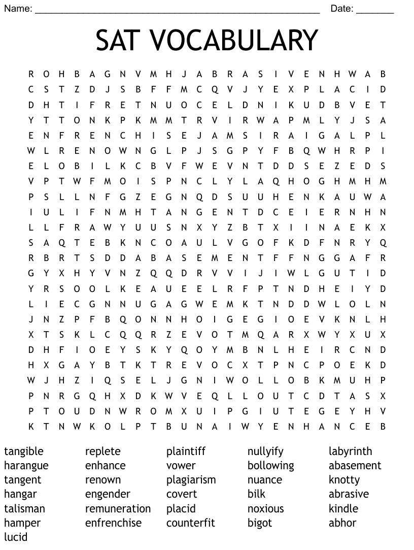 Sat vocab pdf Worksheets Library