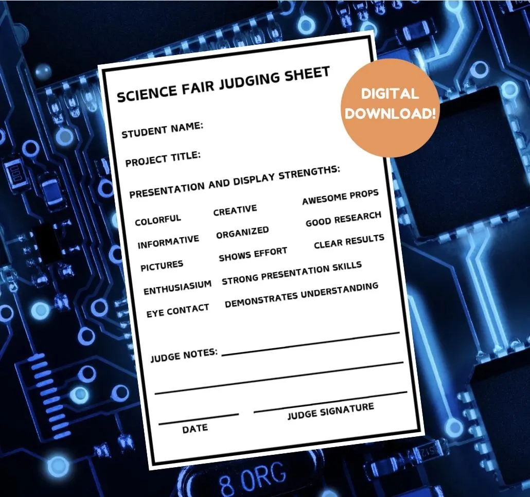 Science Fair Judging Sheet Printable Instant Download Etsy