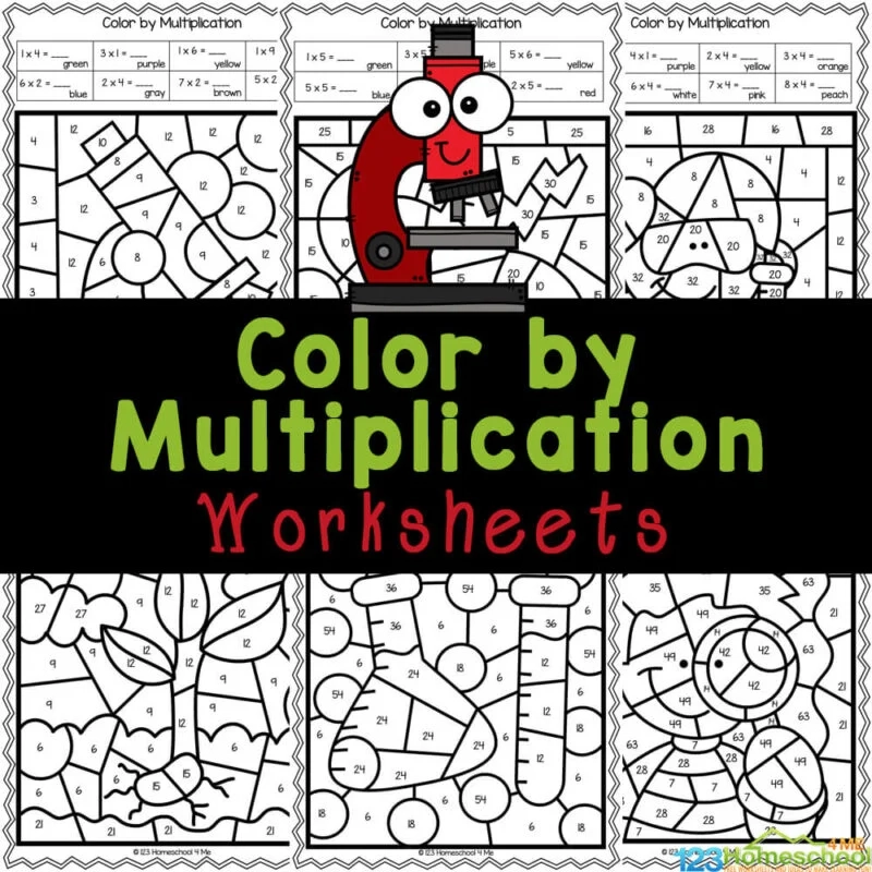 Color By Multiplication Free Printable Worksheets