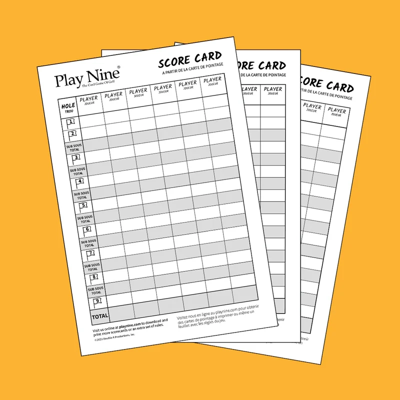 Score Card Play Nine
