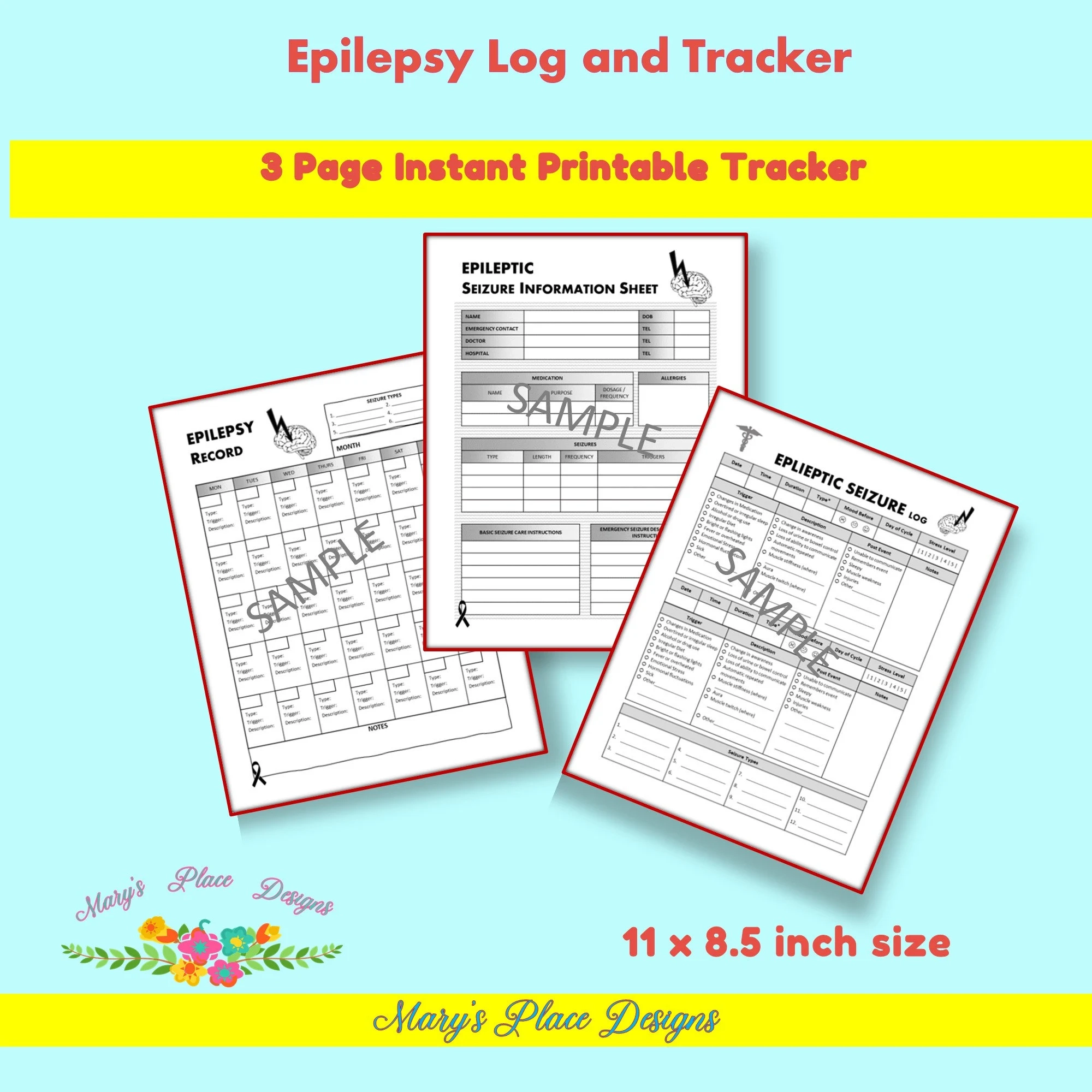 Seizure Calendar Etsy Seizure Calendar Etsy