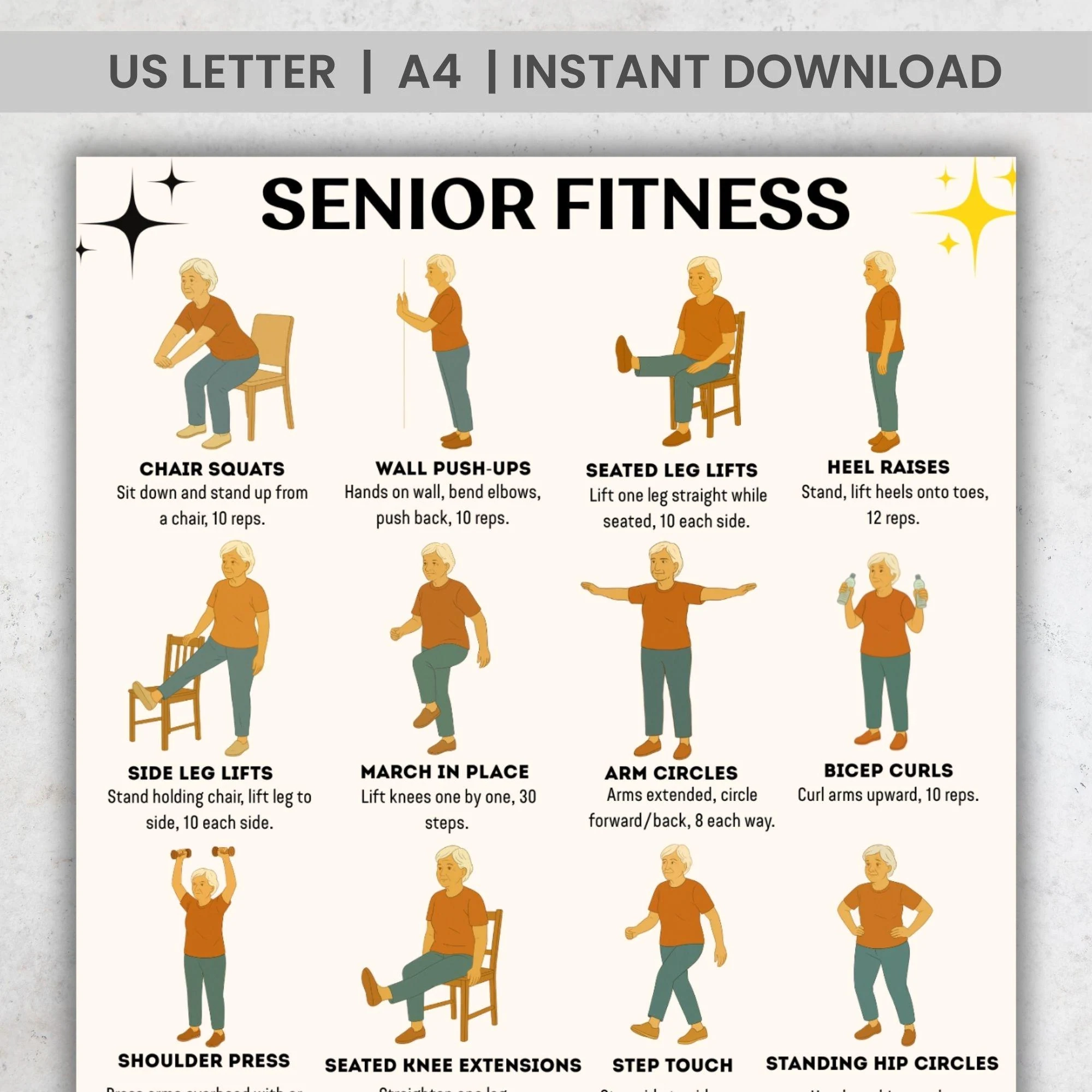 Printable Exercise Chart For Seniors