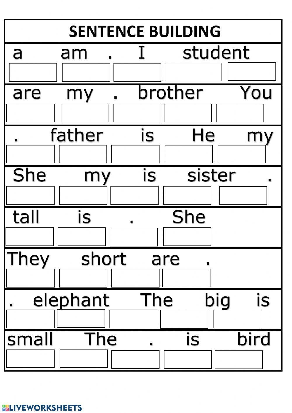 Free Printable Sentence Building Worksheets Free Printable Sentence Building Worksheets