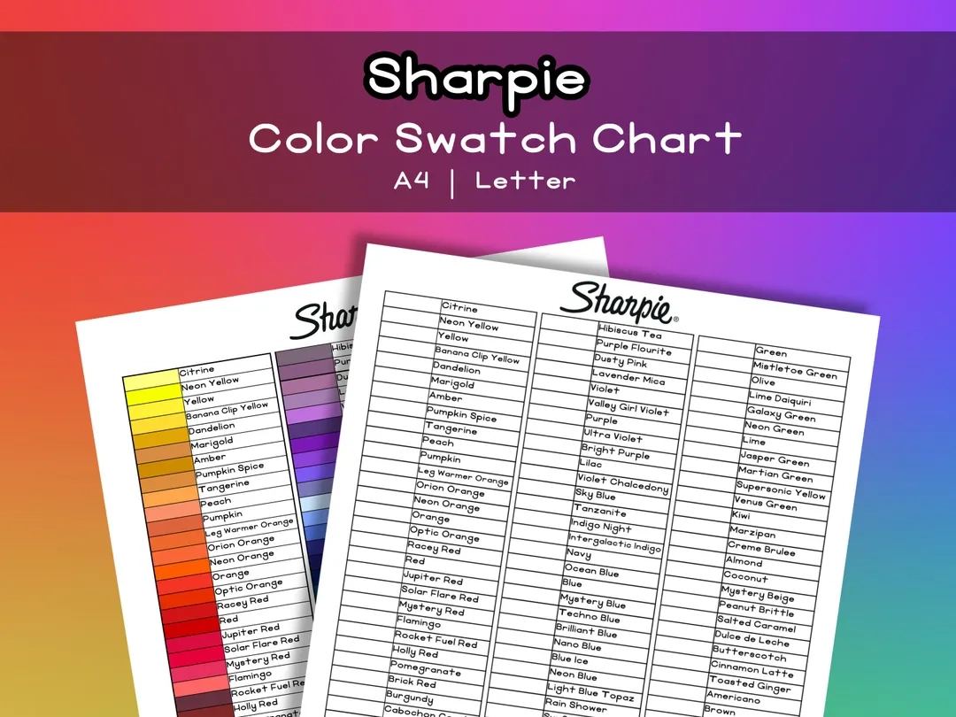 Printable Sharpie Color Chart