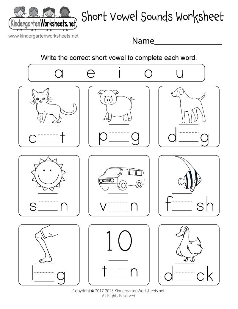 Free Printable Vowel Worksheets For Kindergarten