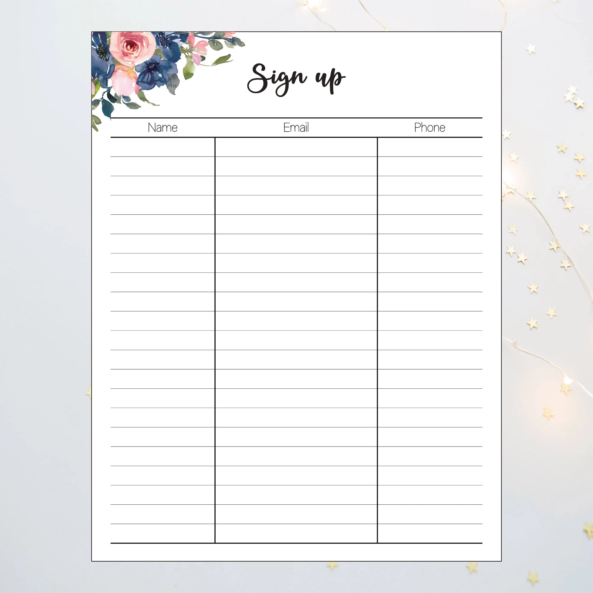 Sign Up Sheet Sign Up Template Email List Printable Sign Up Sheet Template Contact Information Sheet US Letter A4 Etsy Ireland