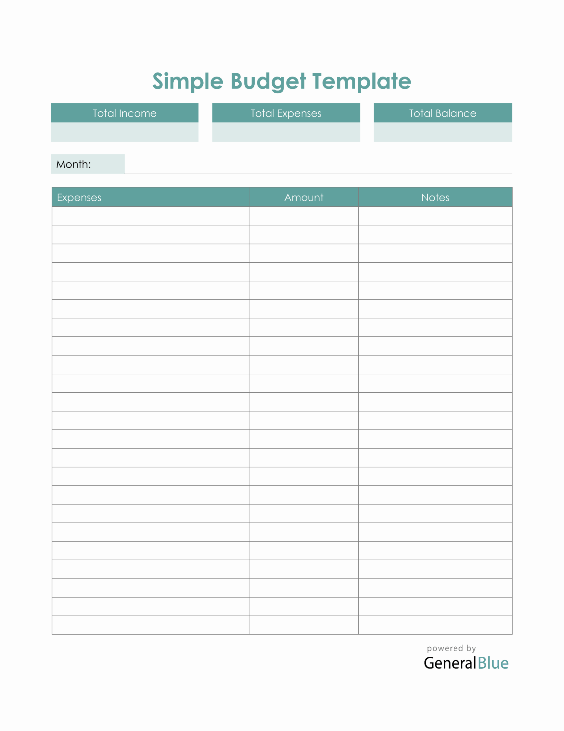 Simple Budget Template In Word