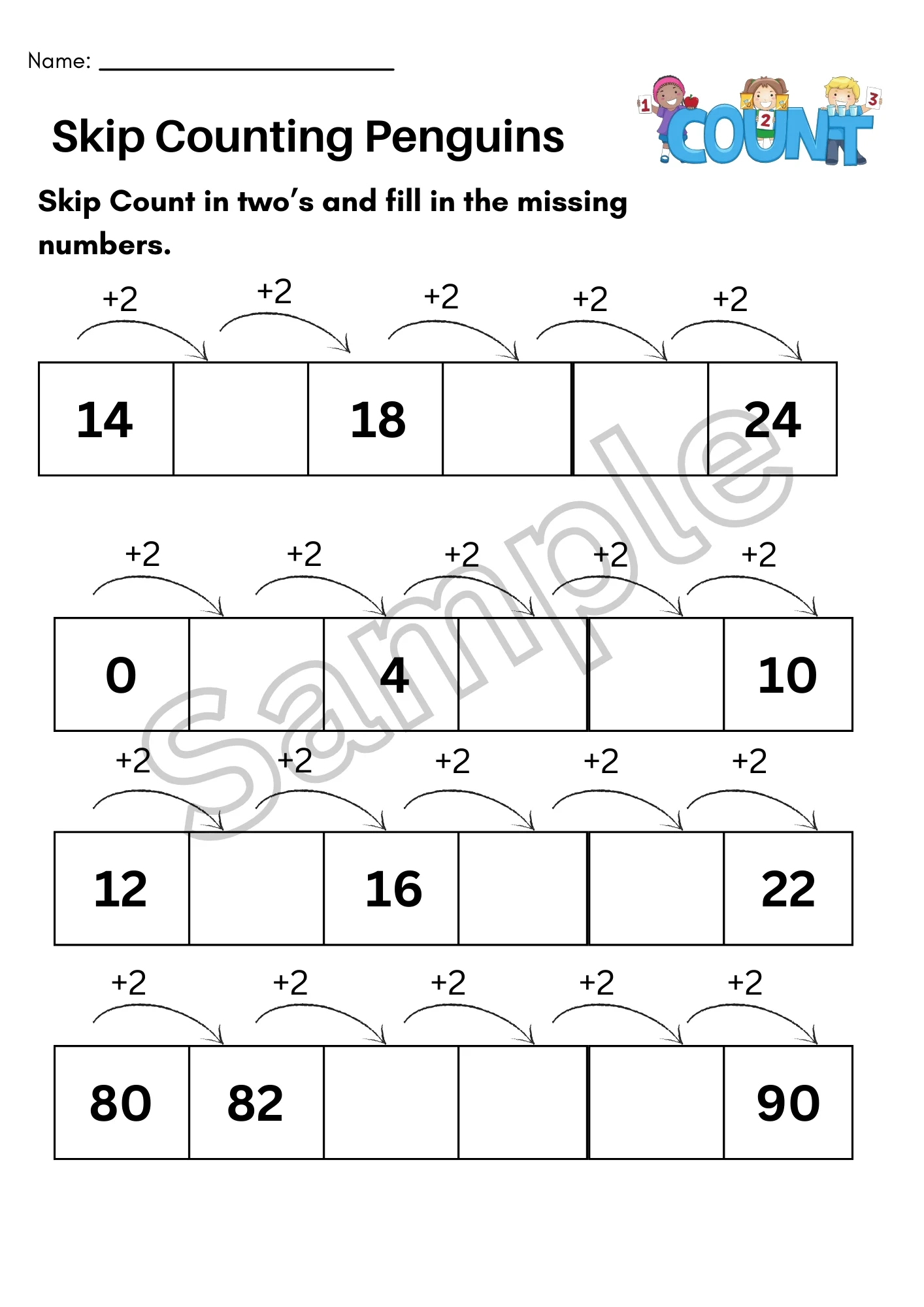 Skip Counting By 2 Worksheets