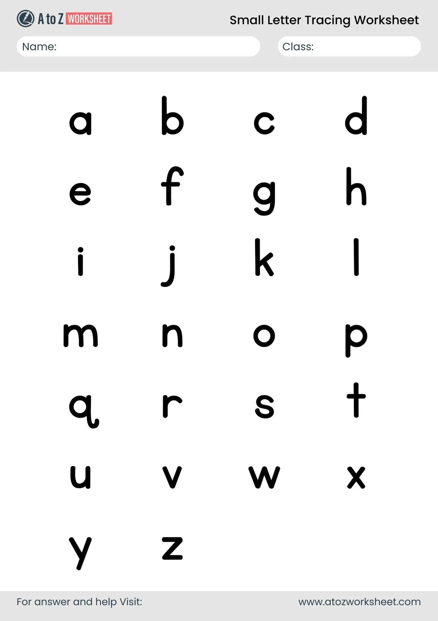 A To Z Printable Worksheets