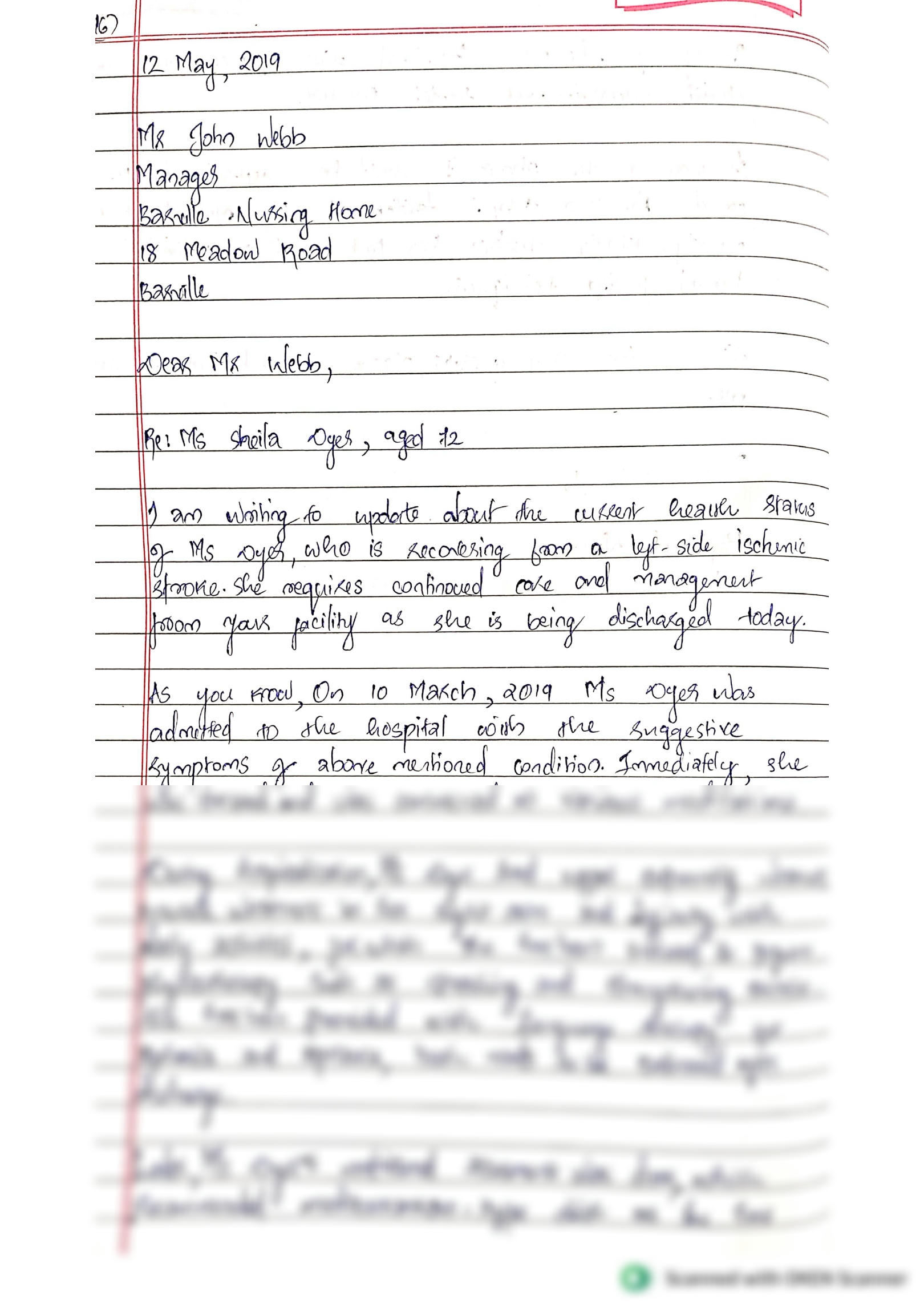 Oet Writing Answer Sheet Printable