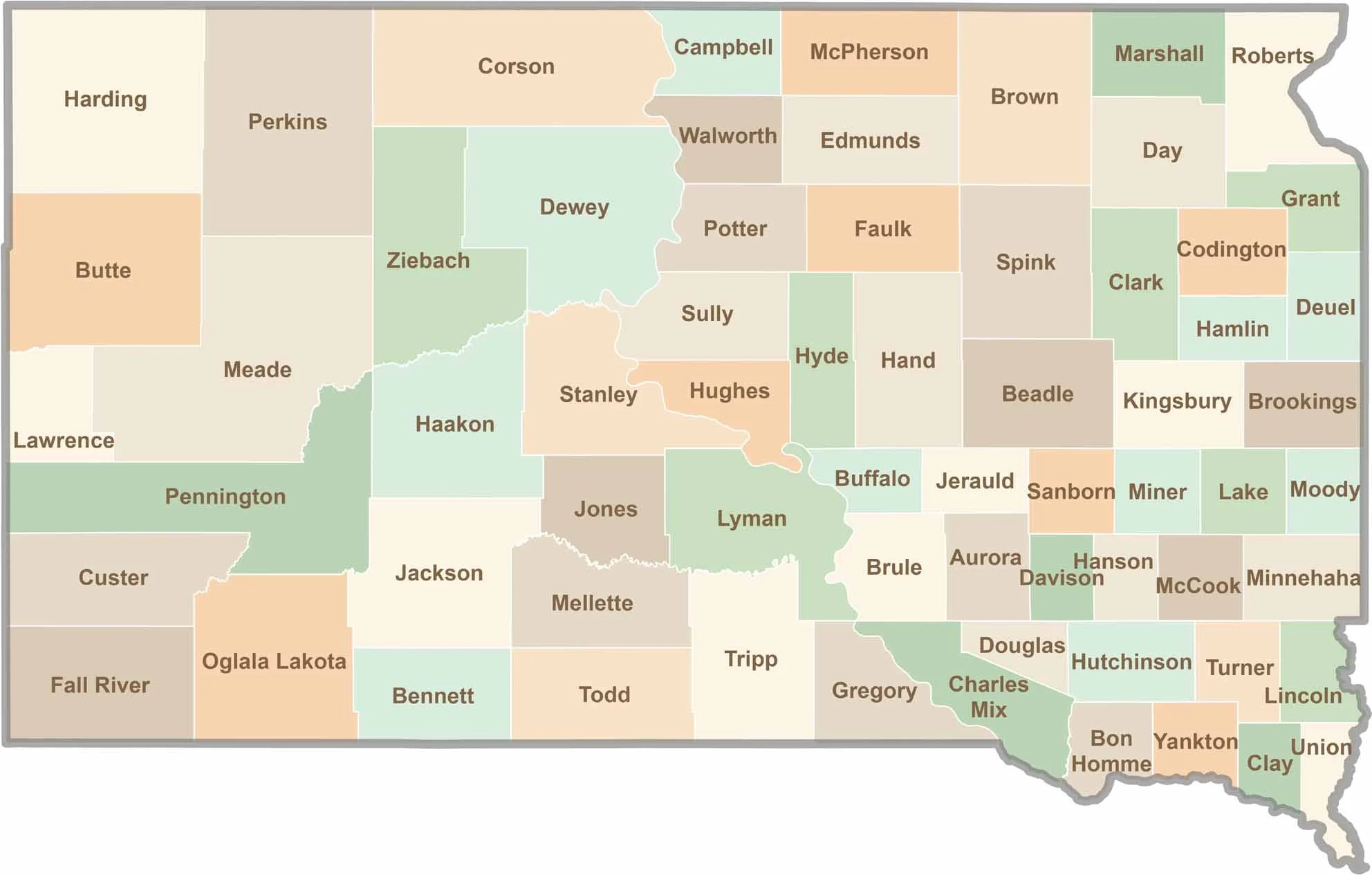 South Dakota County Map US County Maps
