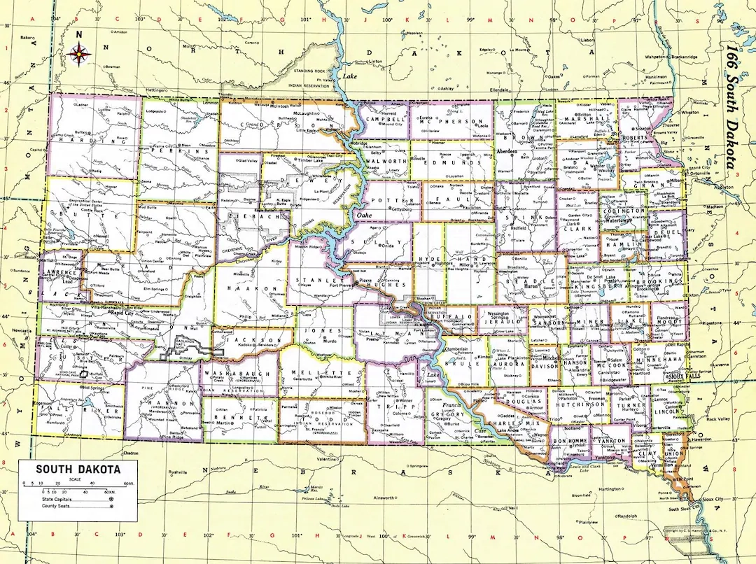 Printable South Dakota County Map