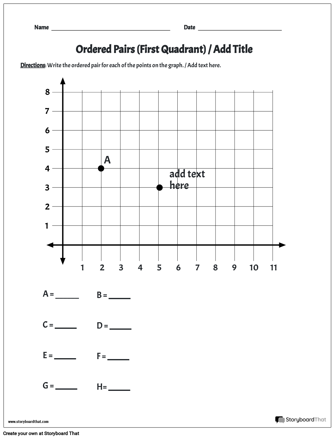 Storyboard That Create Coordinate Plane Worksheets