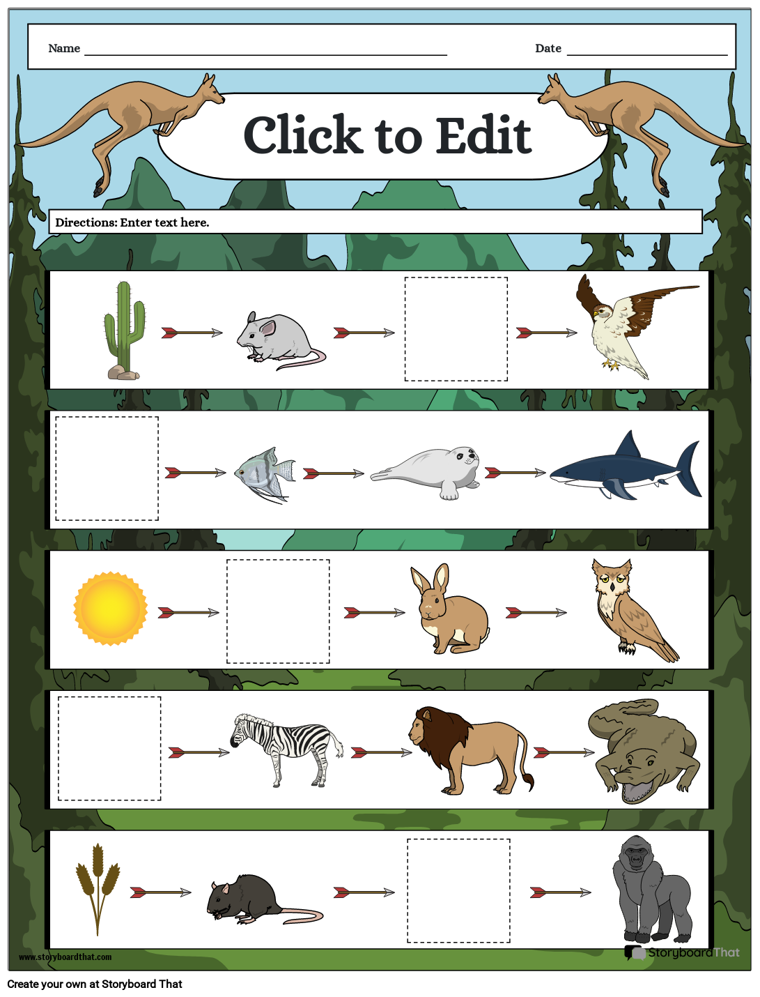 Storyboard That Free Food Chain Worksheet Templates