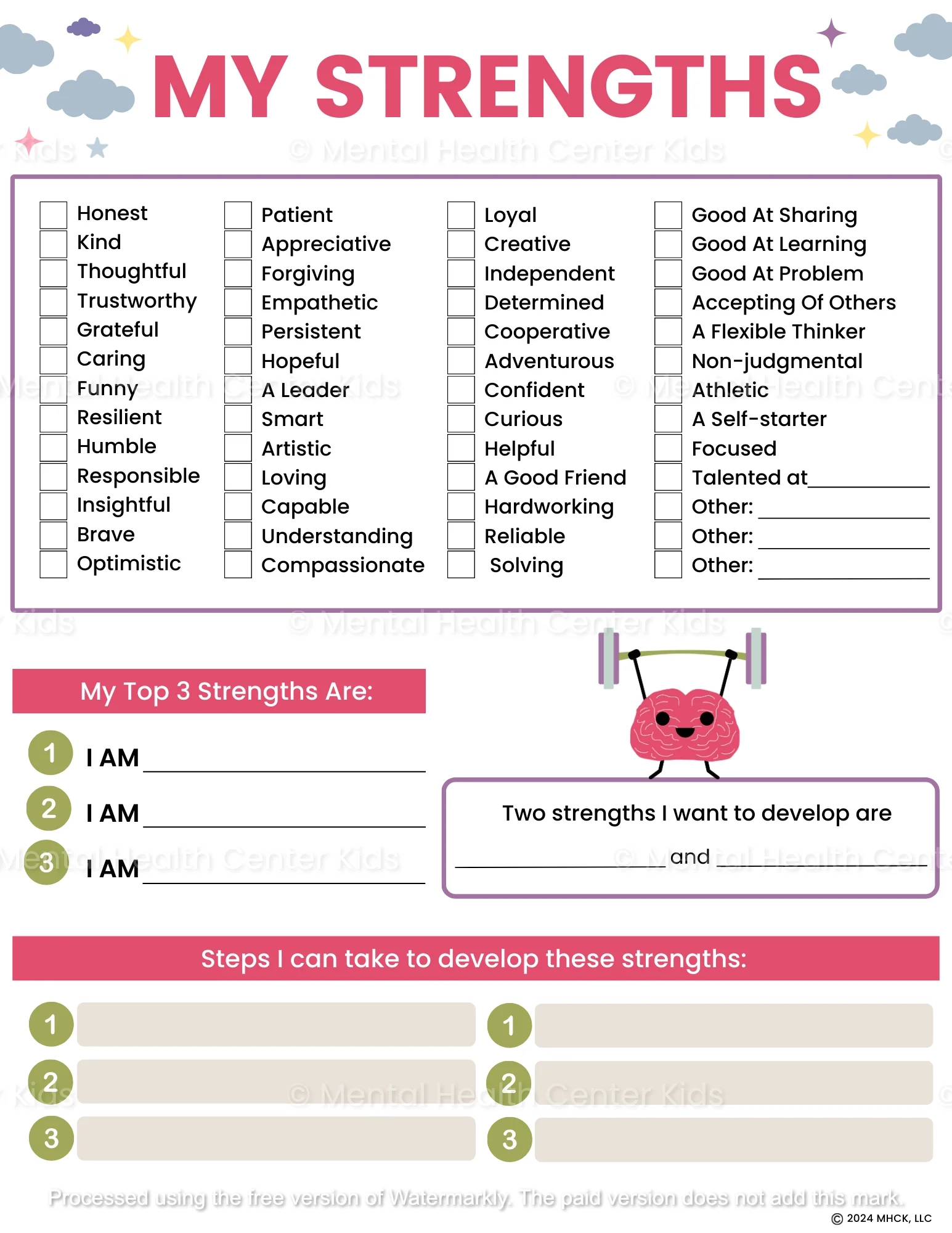 Printable Strengths And Weaknesses Worksheet