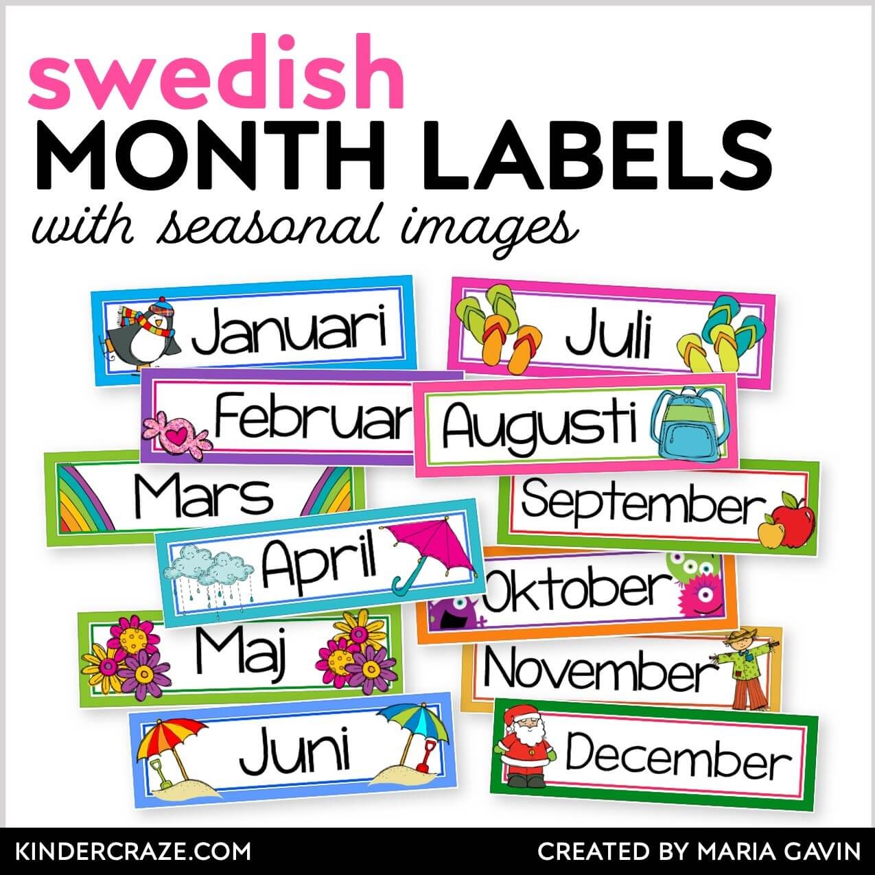 Swedish Language Calendar Month Labels Kinder Craze Swedish Language Calendar Month Labels Kinder Craze