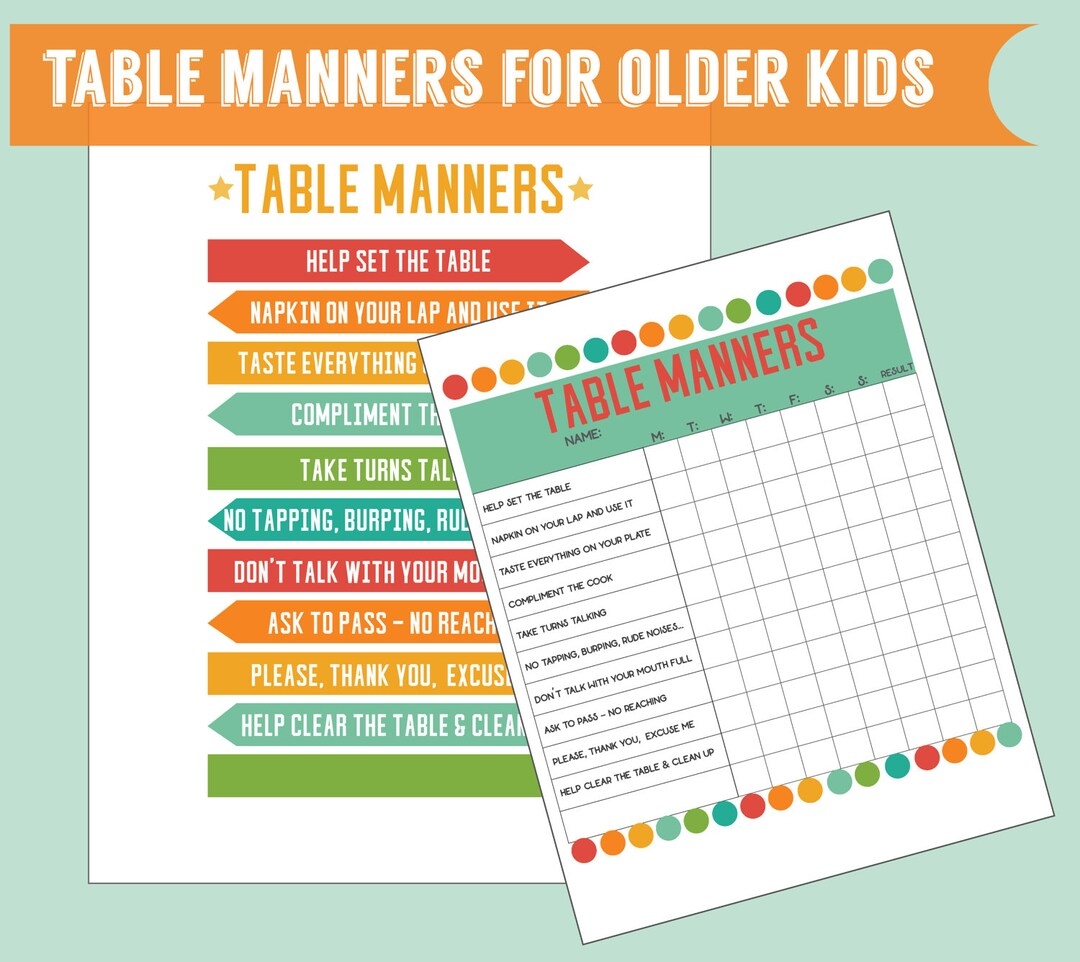 Manners Chart Free Printable