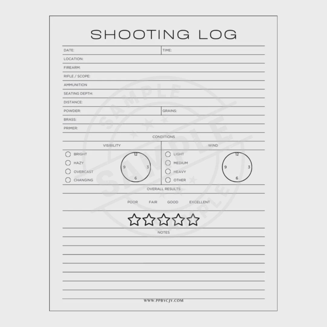 Printable Firearm Record Sheet