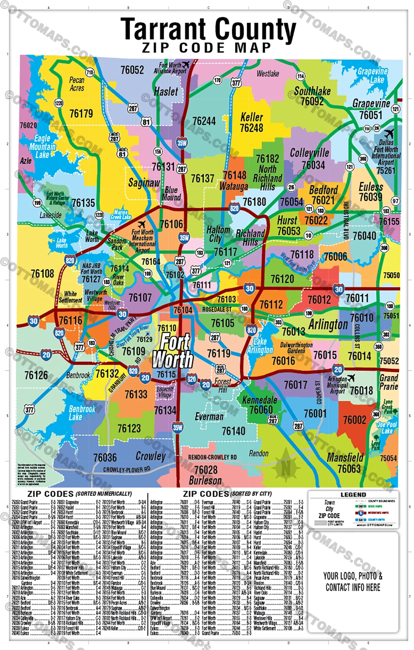 Tarrant County Zip Code Map FILES PDF And AI Files Editable Vect Otto Maps