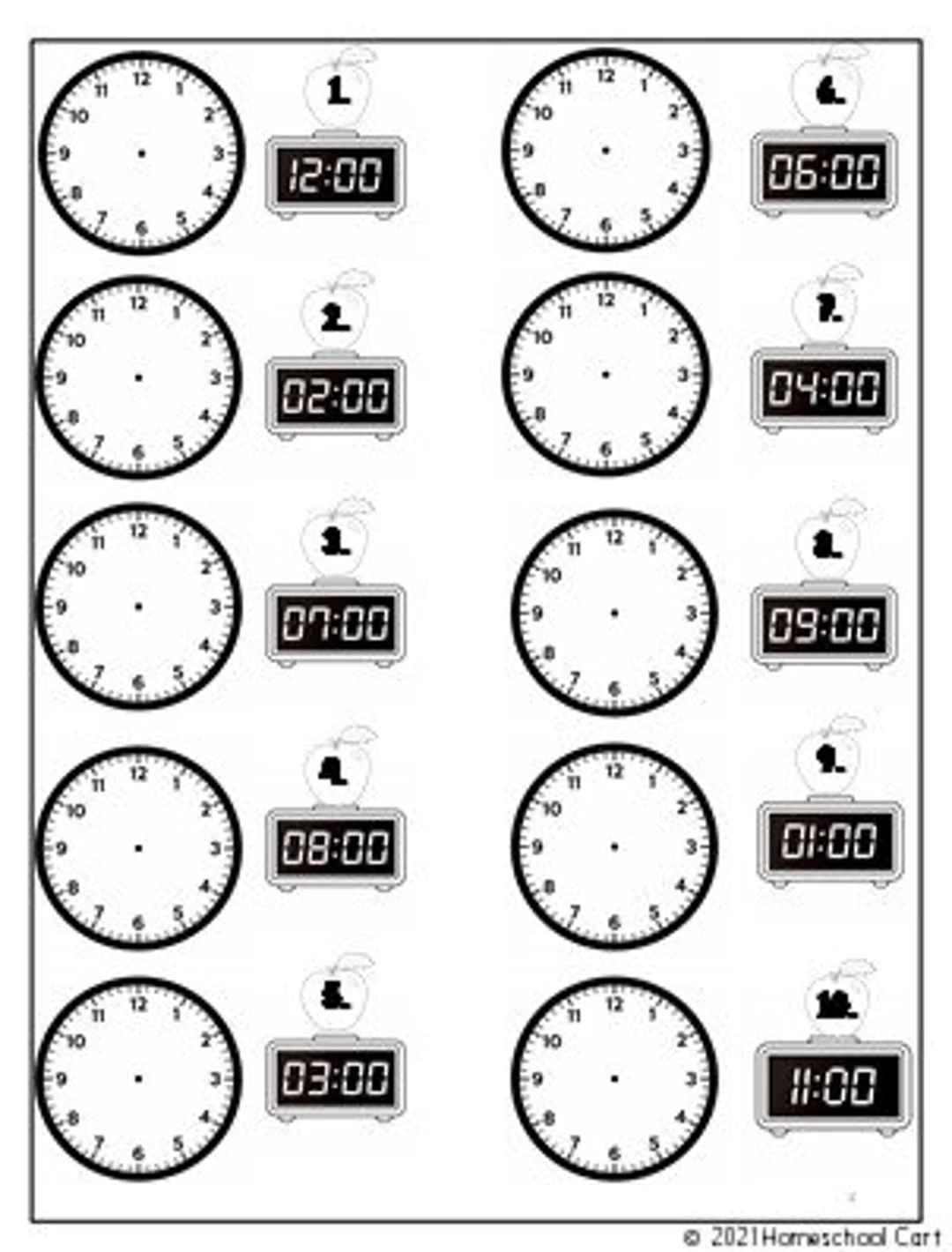 Printable Analog Clock Worksheets