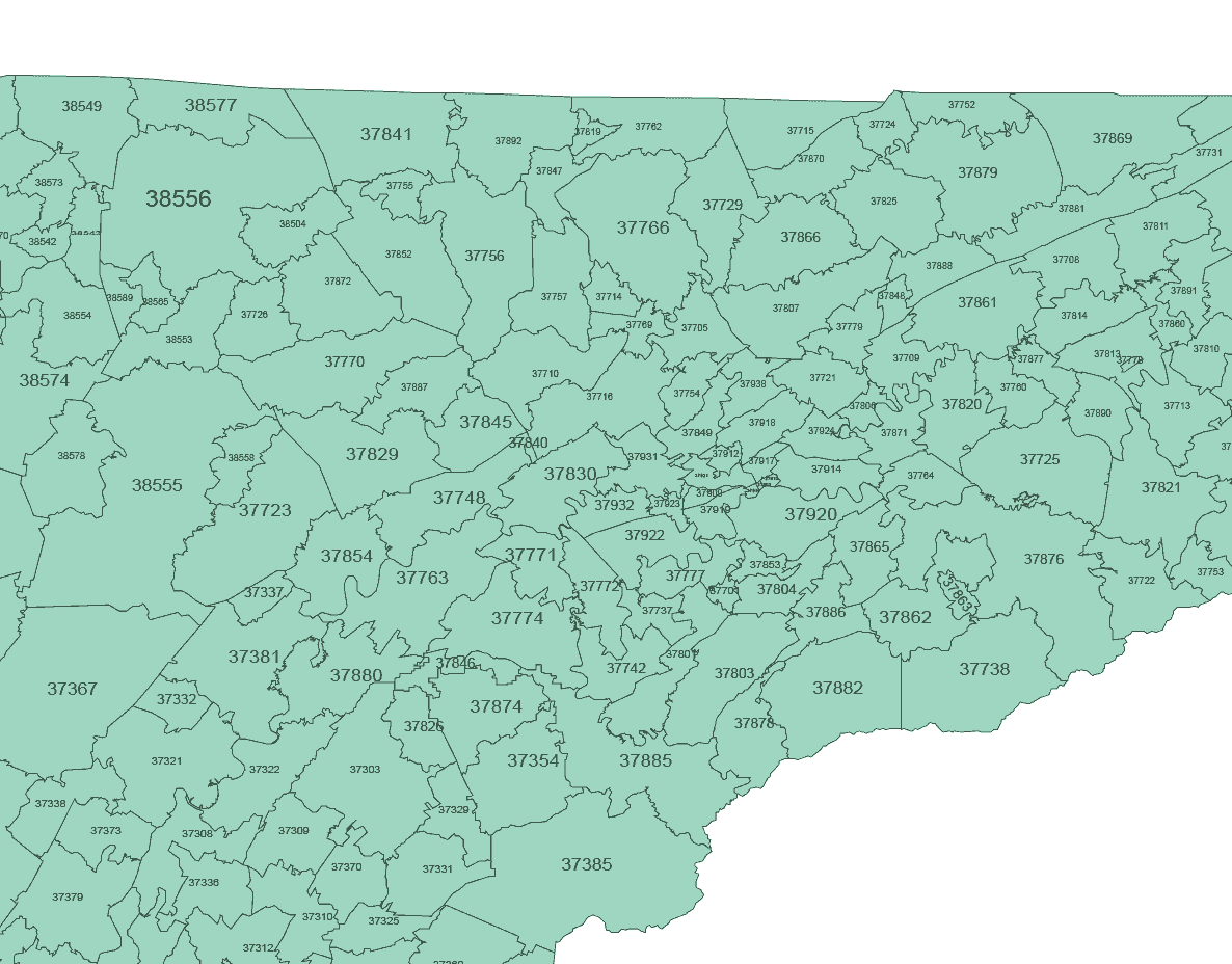 Tennessee ZIP Code Map Basic Your vector maps Tennessee ZIP Code Map Basic Your vector maps