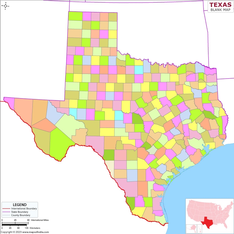 Blank Map Of Texas Printable
