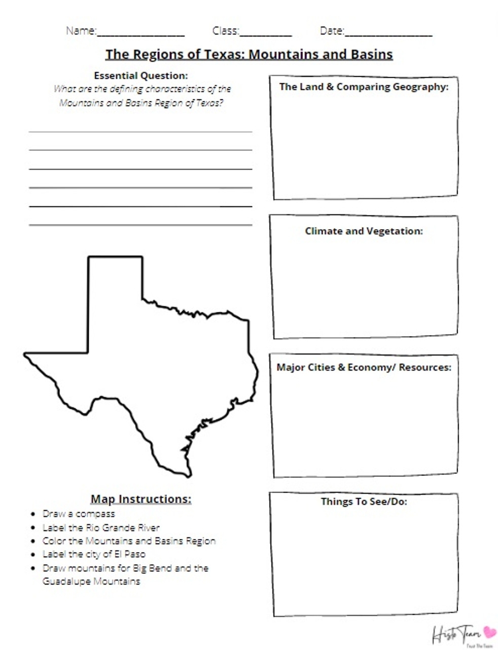 Free Printable Texas History Worksheets