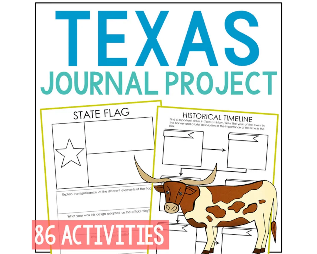 TEXAS State History Project Activity Social Studies Unit Study Lesson Plans 4th 5th 6th 7th Grade Homeschool Printable Worksheets Etsy