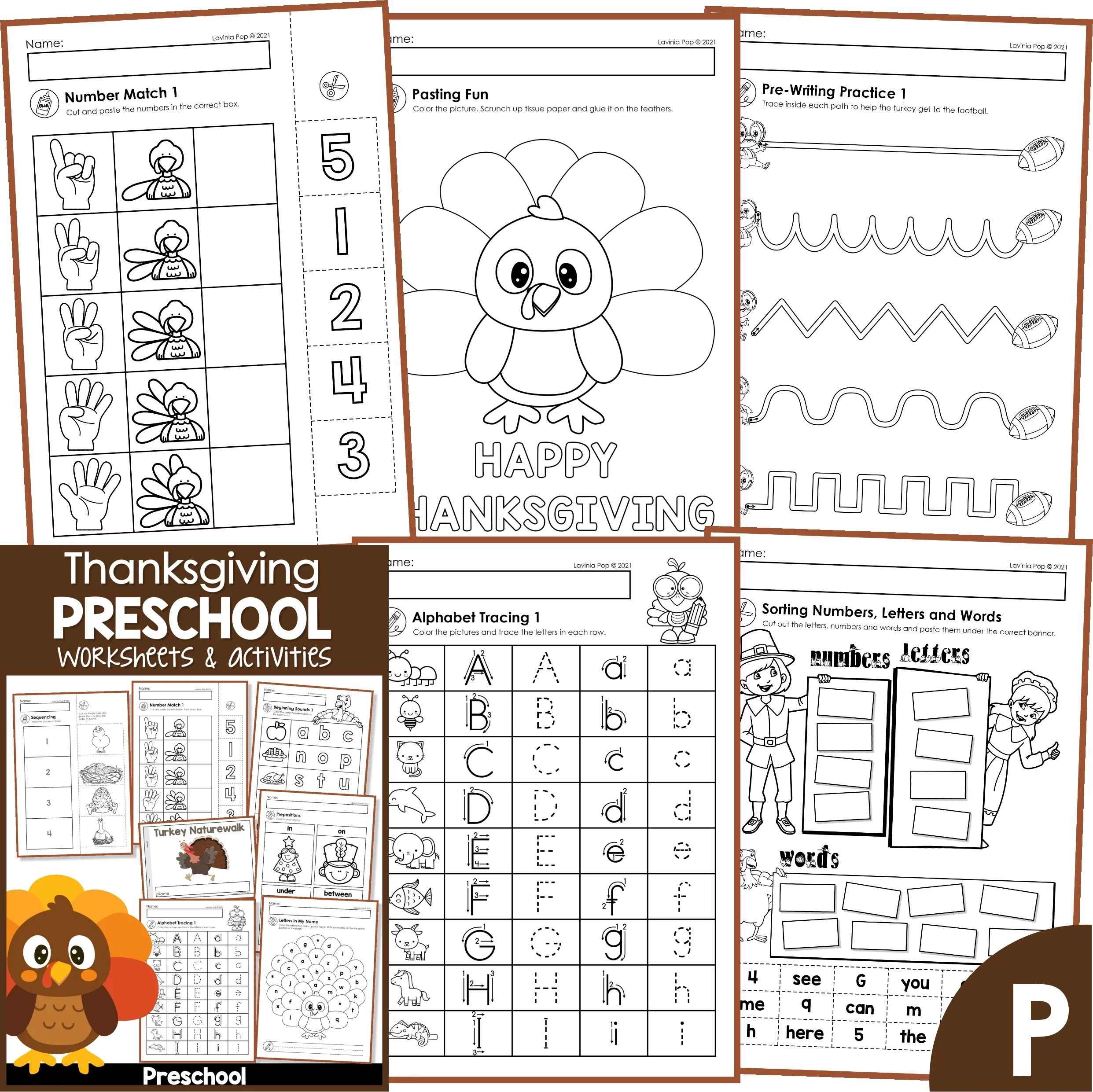 Thanksgiving Preschool Worksheets And Activities No Prep