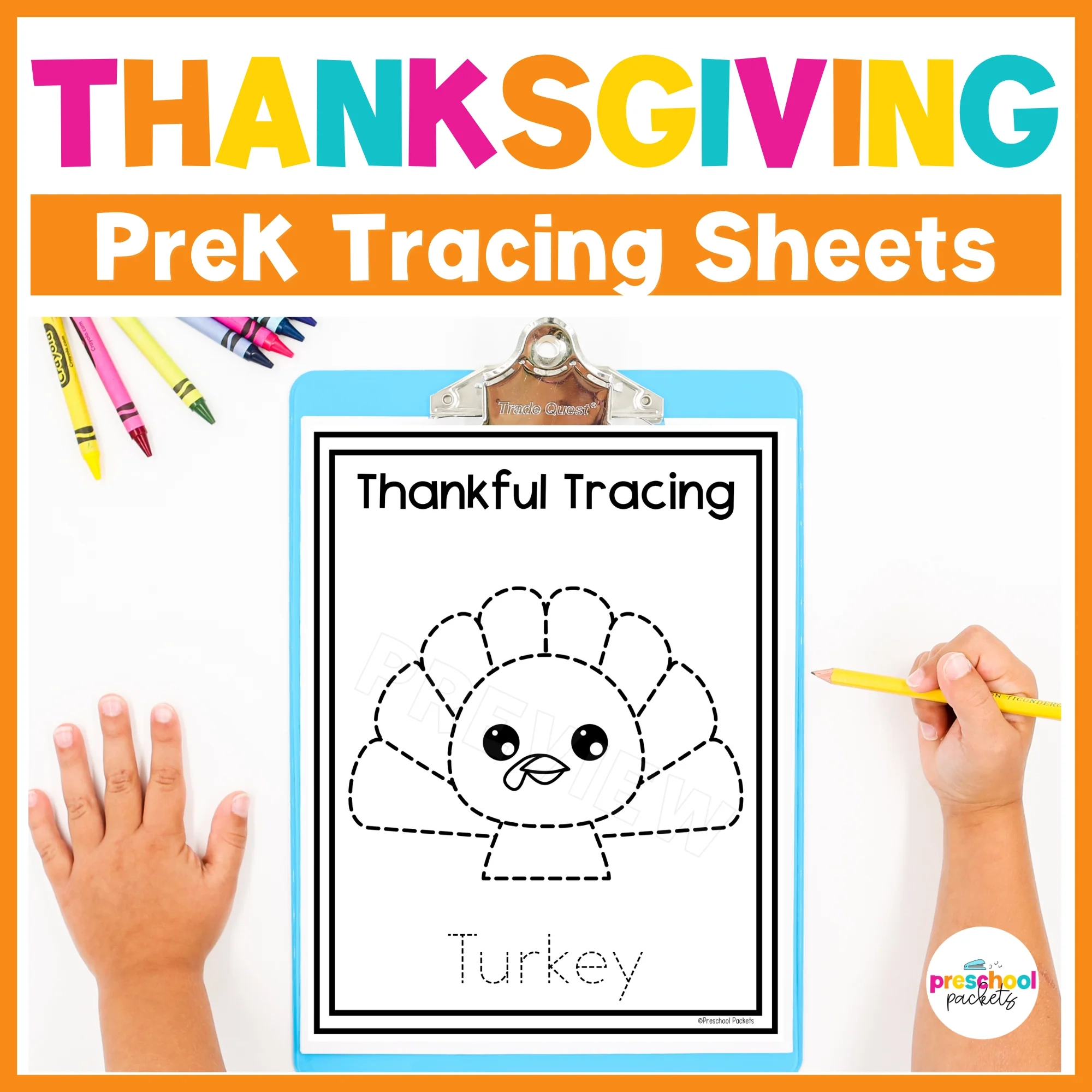 Thanksgiving Tracing Worksheets For Preschool PreK And Kindergarten Preschool Packets